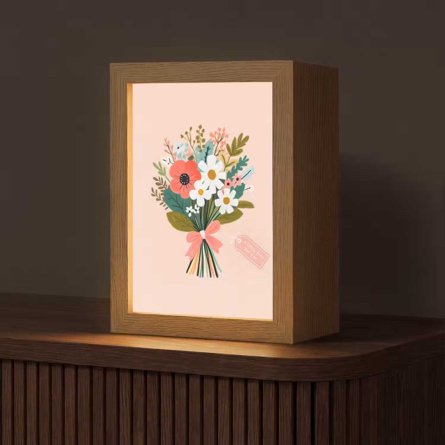 Boeket - Strikje - Kaartje - Quote Light Box met kabel (Tafellamp) klein -z3d_website