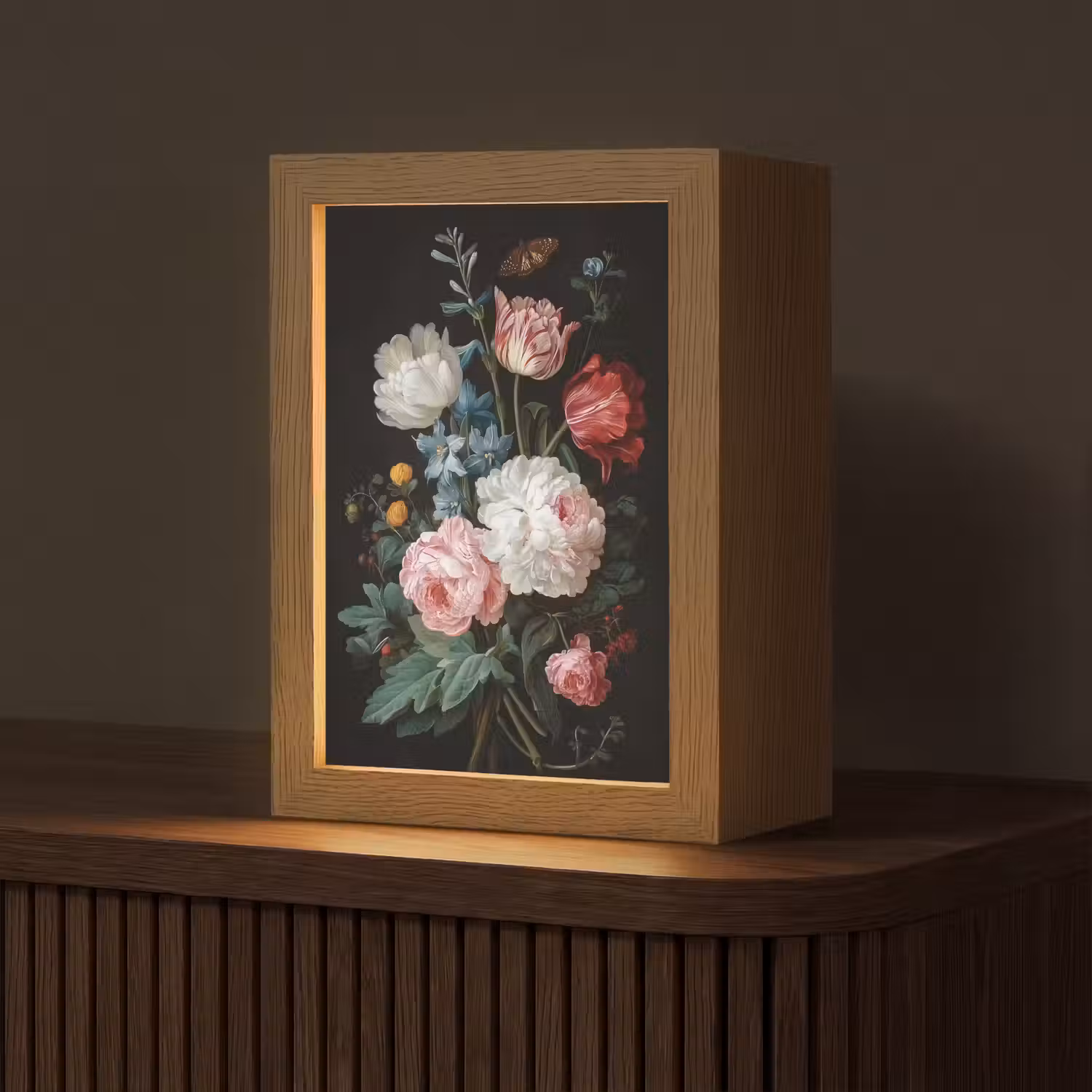 Boeket - Kleurrijk - Klassiek Light Box met kabel (Tafellamp) klein -z3d_website