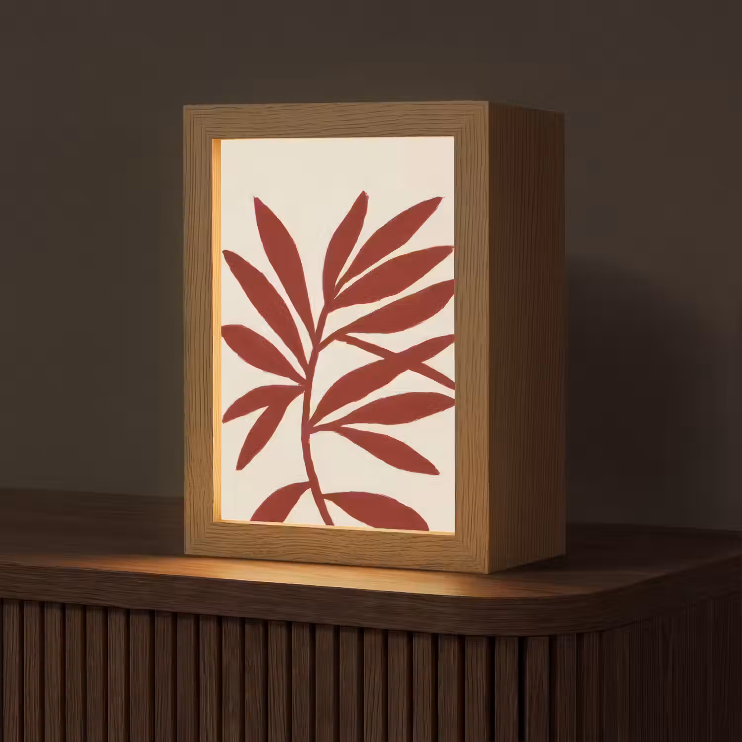 Tak - Bladeren - Rood Light Box met kabel (Tafellamp) klein -z3d_website