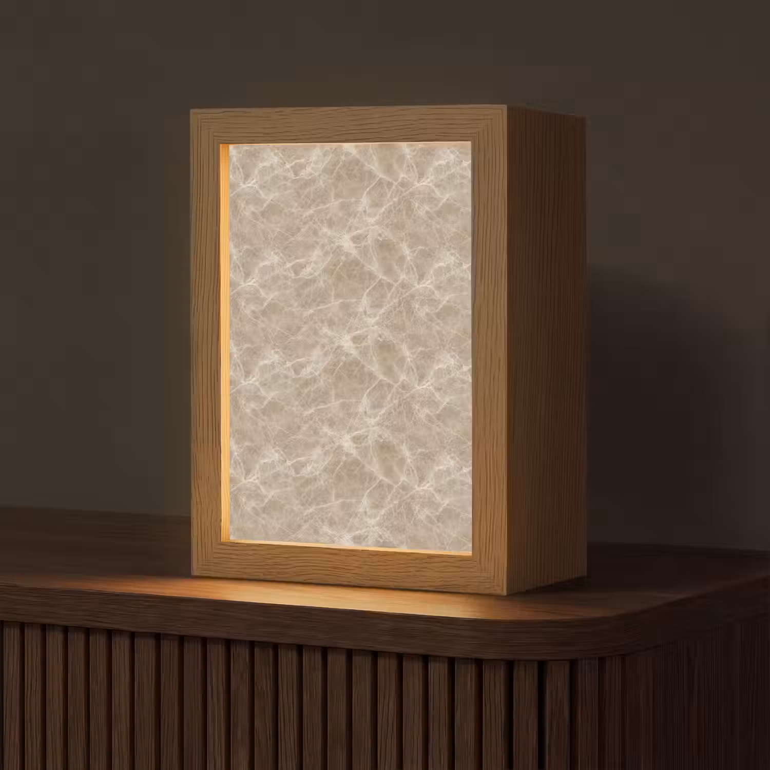 Bruin - Kristaladers - Marmer Light Box met kabel (Tafellamp) klein 925 -z3d_website