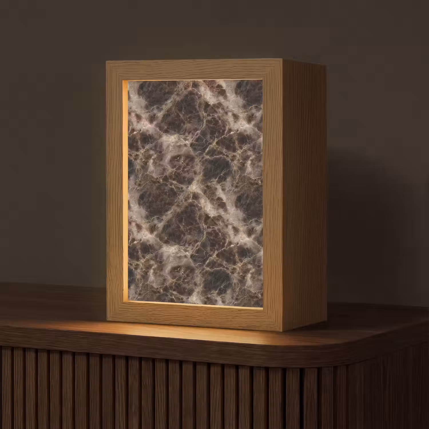 Bruin - Goud - Marmer Light Box met kabel (Tafellamp) klein 925 -z3d_website