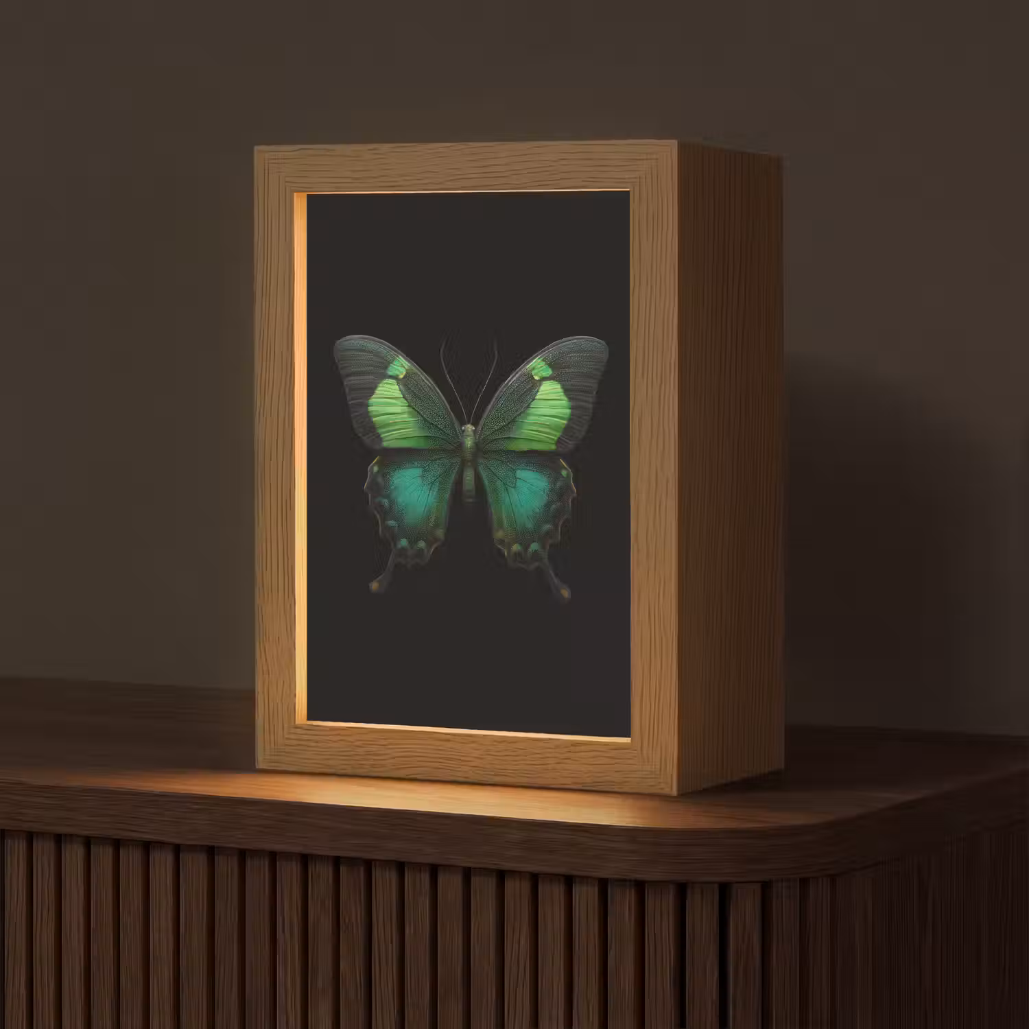 Vlinder - Groen - Opvallend Light Box met kabel (Tafellamp) klein -z3d_website