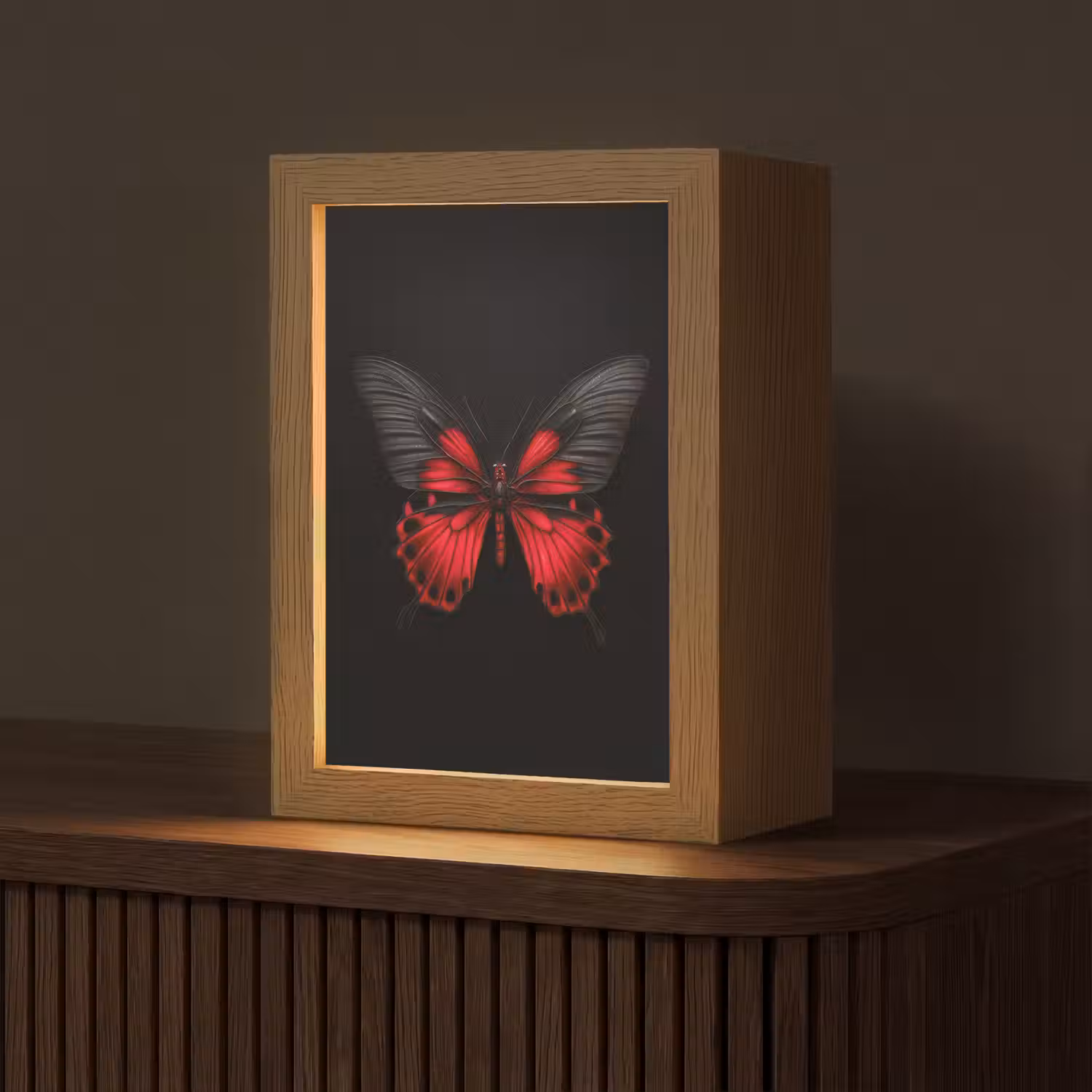 Vlinder - Rood - Contrast Light Box met kabel (Tafellamp) klein -z3d_website