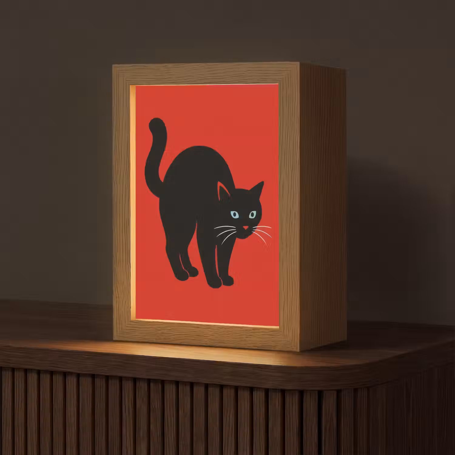 Kat - Zwart - Staart Light Box met kabel (Tafellamp) klein -z3d_website
