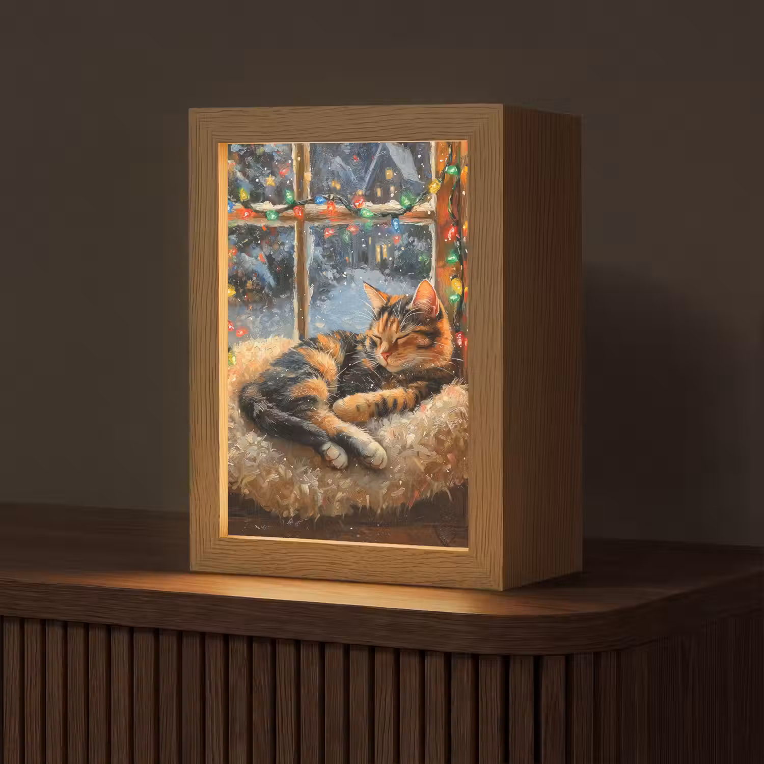 Kat - Kerst - Winter - Dier Light Box met kabel (Tafellamp) klein -z3d_website