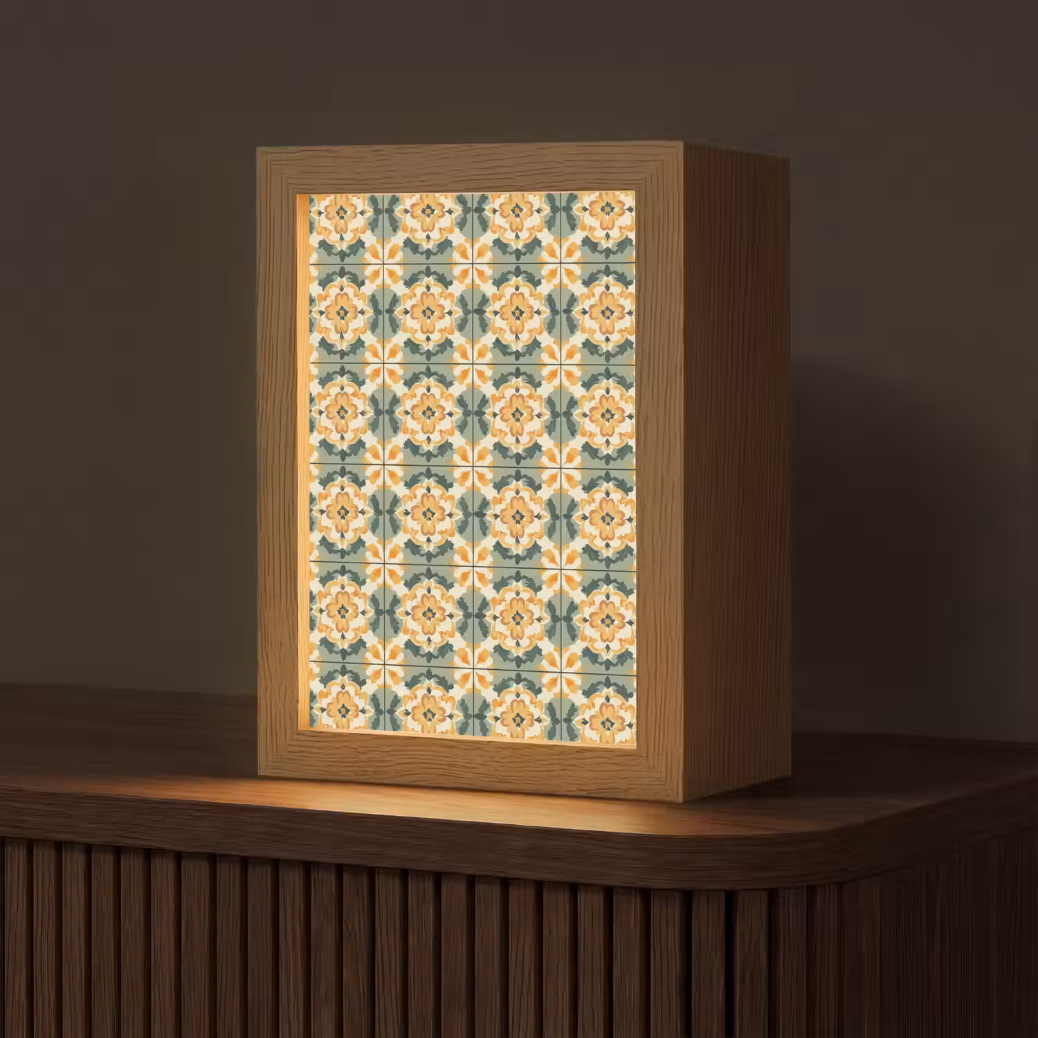 Keramiek - Verweerd - Kleurrijk Light Box met kabel (Tafellamp) klein 925 -z3d_website