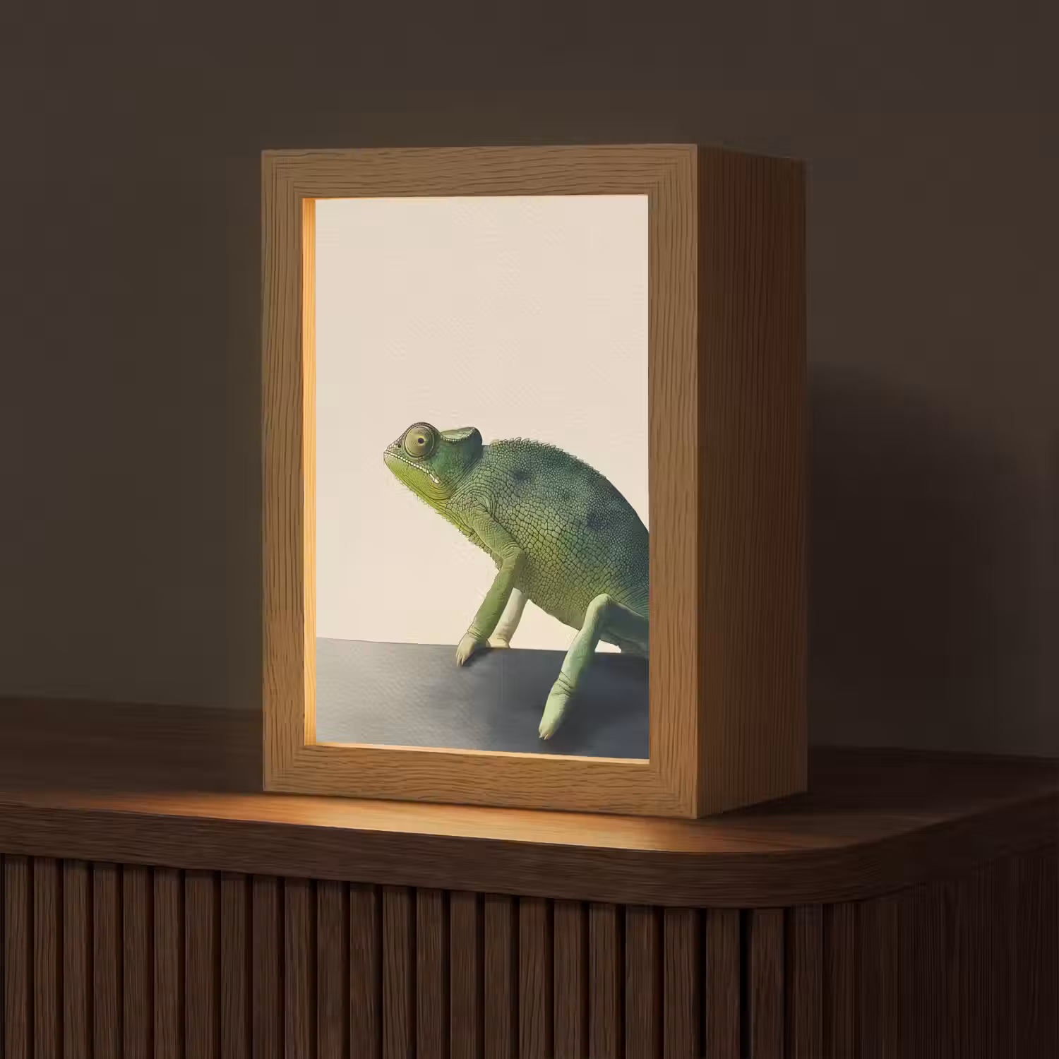 Kameleon - Groen - Minimalistisch Light Box met kabel (Tafellamp) klein -z3d_website