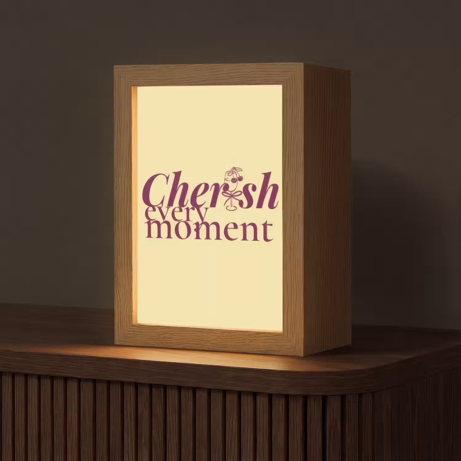 Cherish every moment - Cocktailglas - Geel Light Box met kabel (Tafellamp) klein -z3d_website