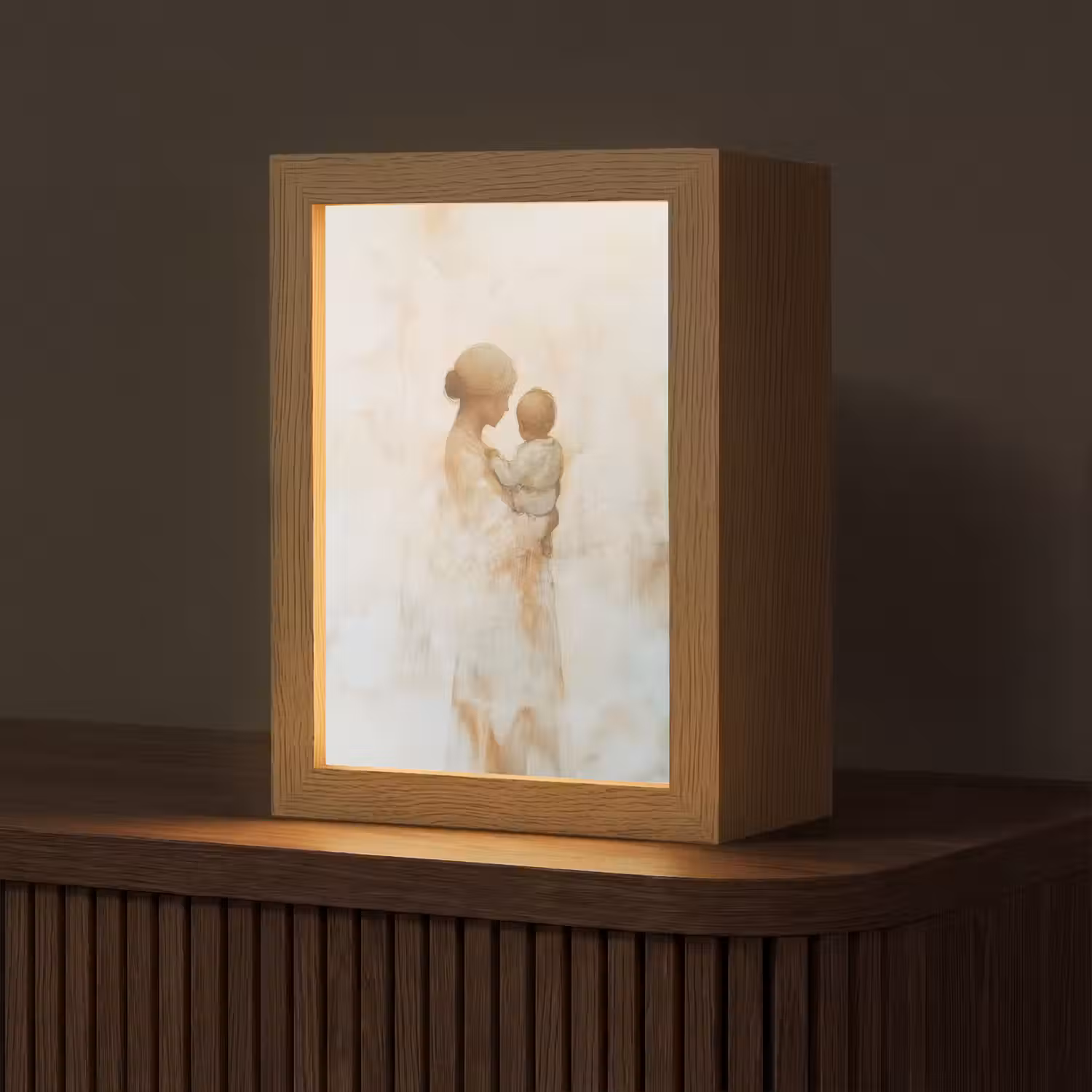 Kind - Moeder - Waterverfschilderij Light Box met kabel (Tafellamp) klein -z3d_website