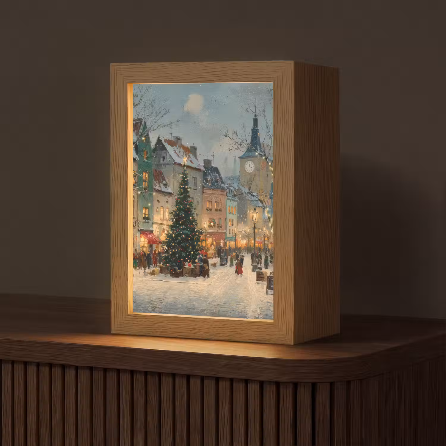 Kerstsfeer - Stadsplein - Kleurrijk Light Box met kabel (Tafellamp) klein -z3d_website