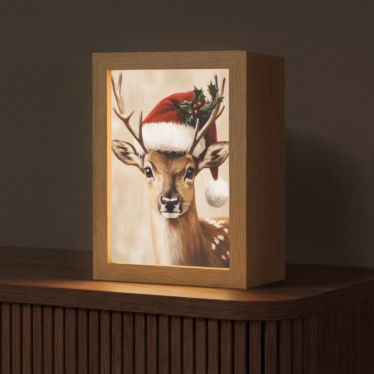 Kerst - Hert - Gewei - Rood Light Box met kabel (Tafellamp) klein -z3d_website