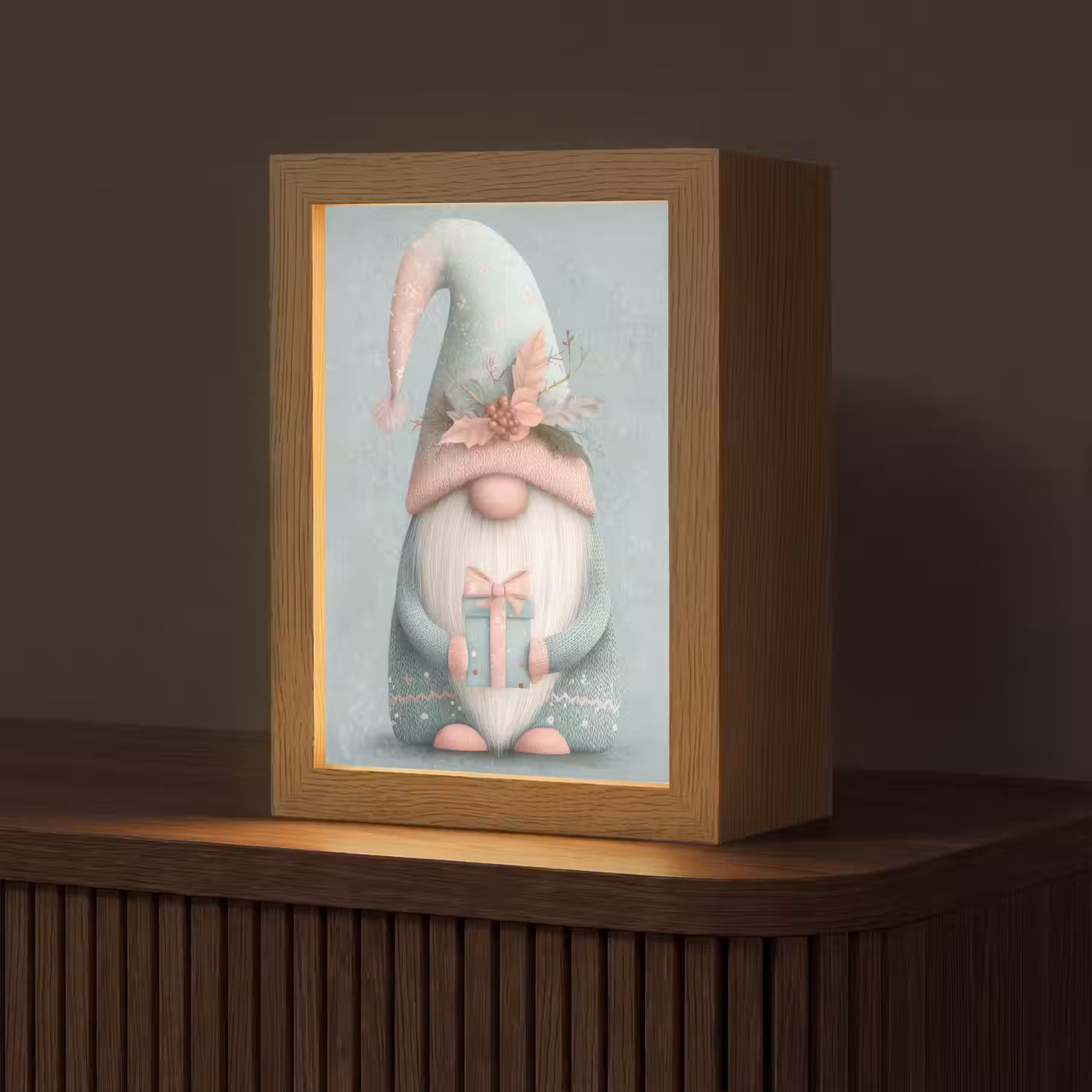 Kerstgnome - Cadeau - Groen Light Box met kabel (Tafellamp) klein -z3d_website