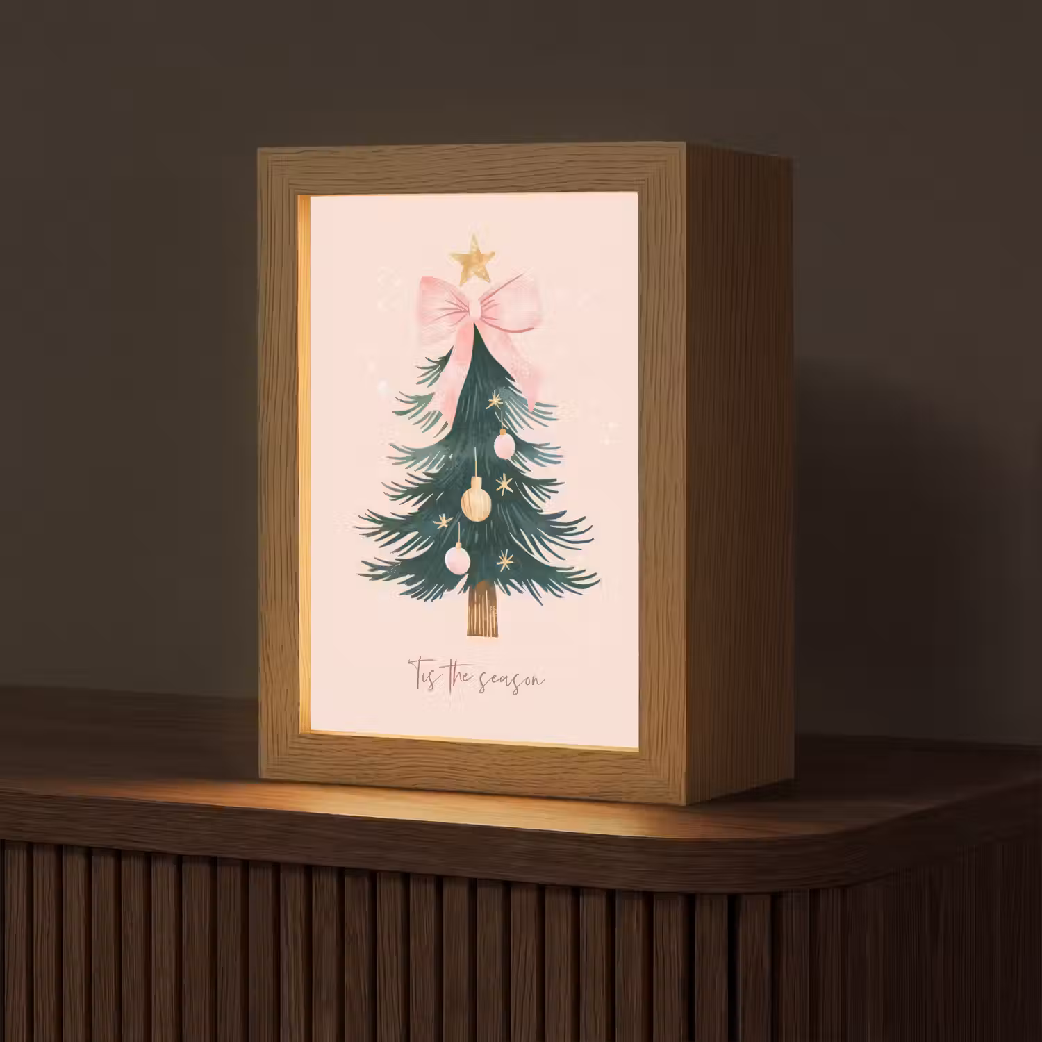 Christmas Season - Kerst - Kerstboom - Roze Light Box met kabel (Tafellamp) klein -z3d_website