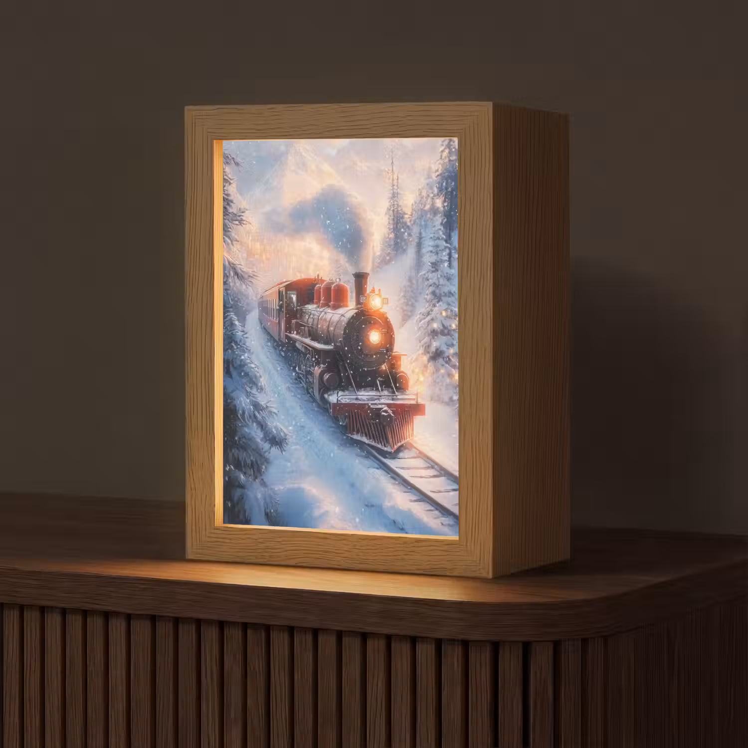 Kersttrein - Sneeuw - Winter - Kerst Light Box met kabel (Tafellamp) klein -z3d_website