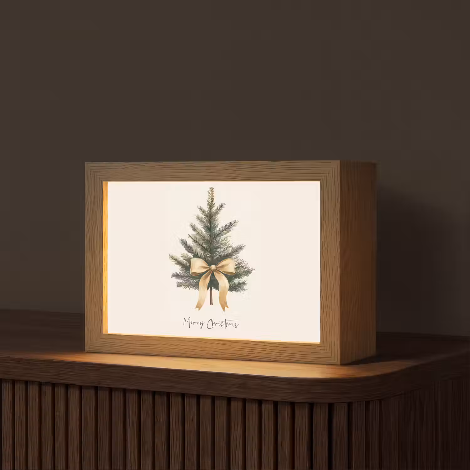 Kerstboom - Kerst - Merry Christmas - Beige Light Box met kabel (Tafellamp) klein -z3d_website