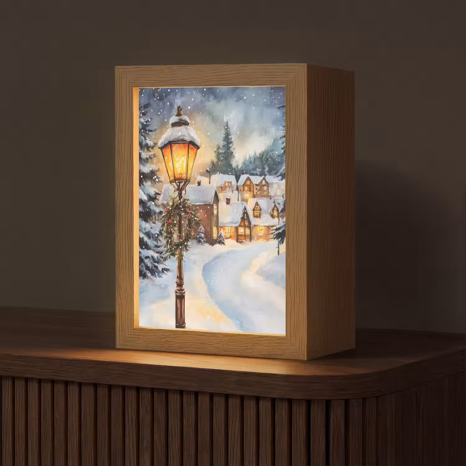 Kerstdorp - Huizen - Sneeuw - Kerst Light Box met kabel (Tafellamp) klein -z3d_website