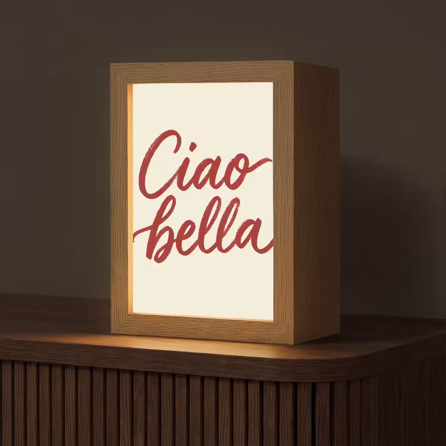 Ciao bella - Rood - Wit - Minimalistisch Light Box met kabel (Tafellamp) klein -z3d_website