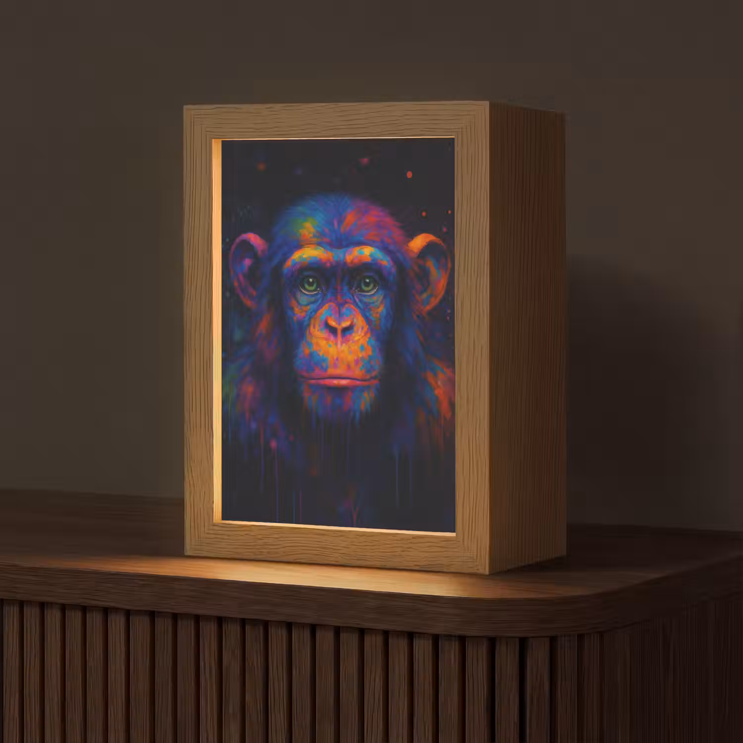 Kleurrijk - Aap - Abstract Light Box met kabel (Tafellamp) klein -z3d_website