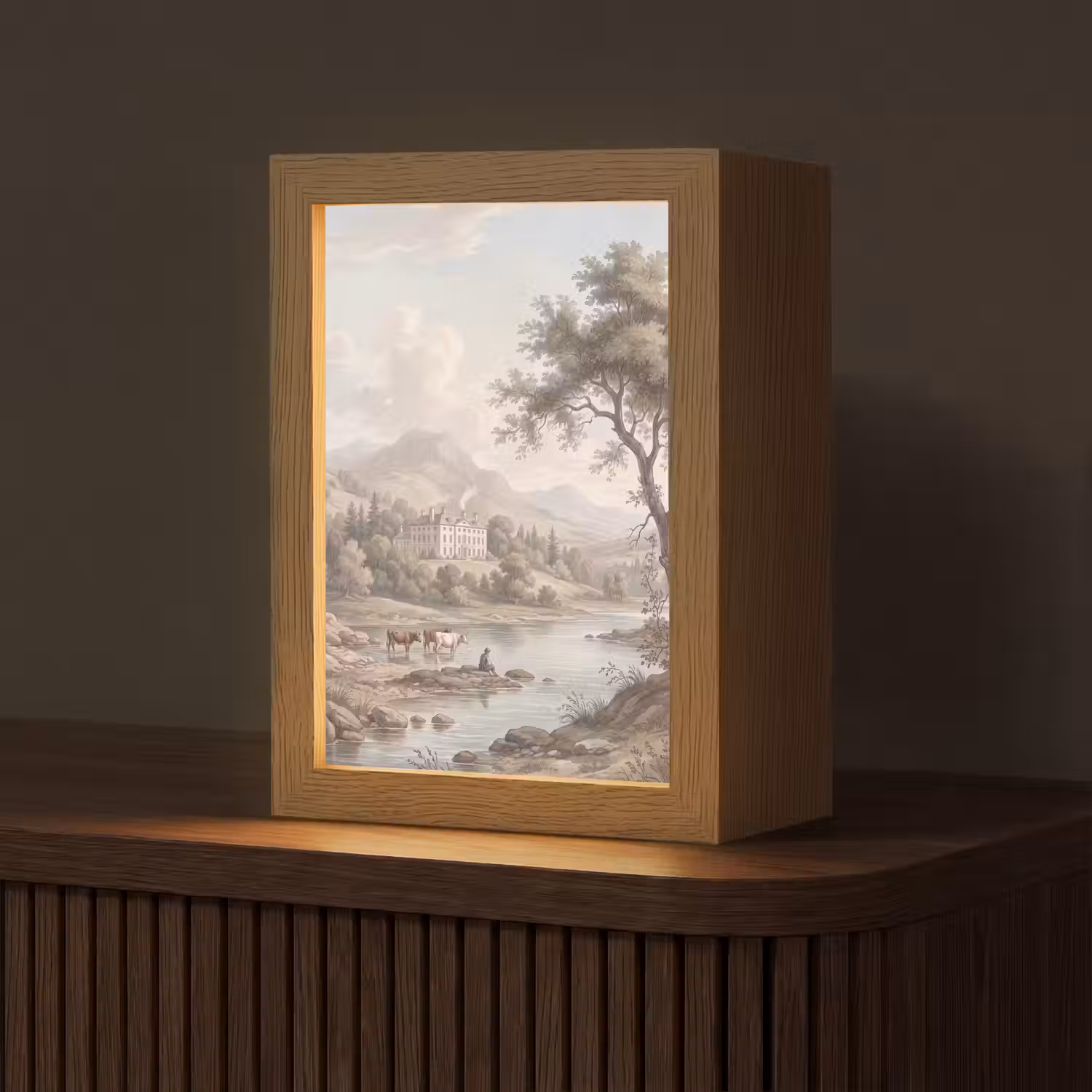 Landhuis - Rivier - Vee Light Box met kabel (Tafellamp) klein -z3d_website