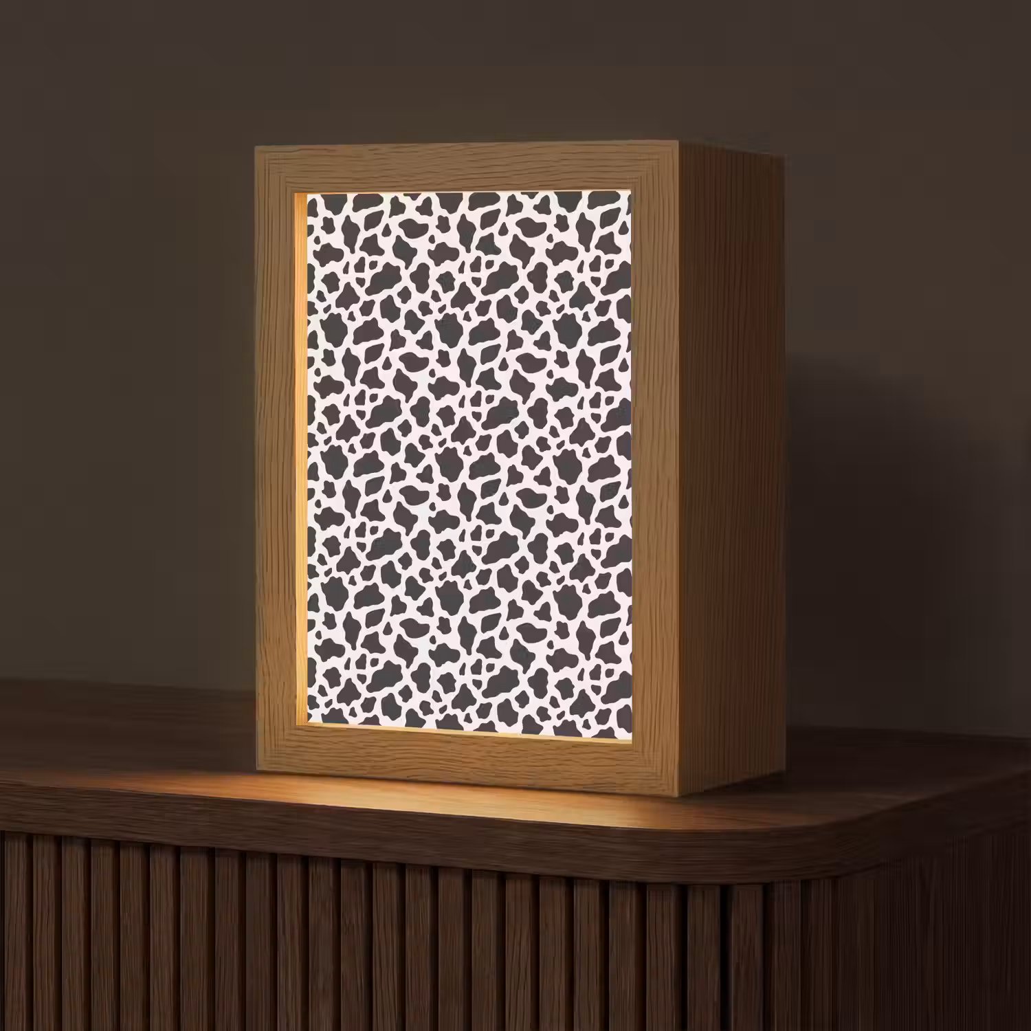 Koe - Vlekken - Patroon - Zwart Light Box met kabel (Tafellamp) klein 925 -z3d_website