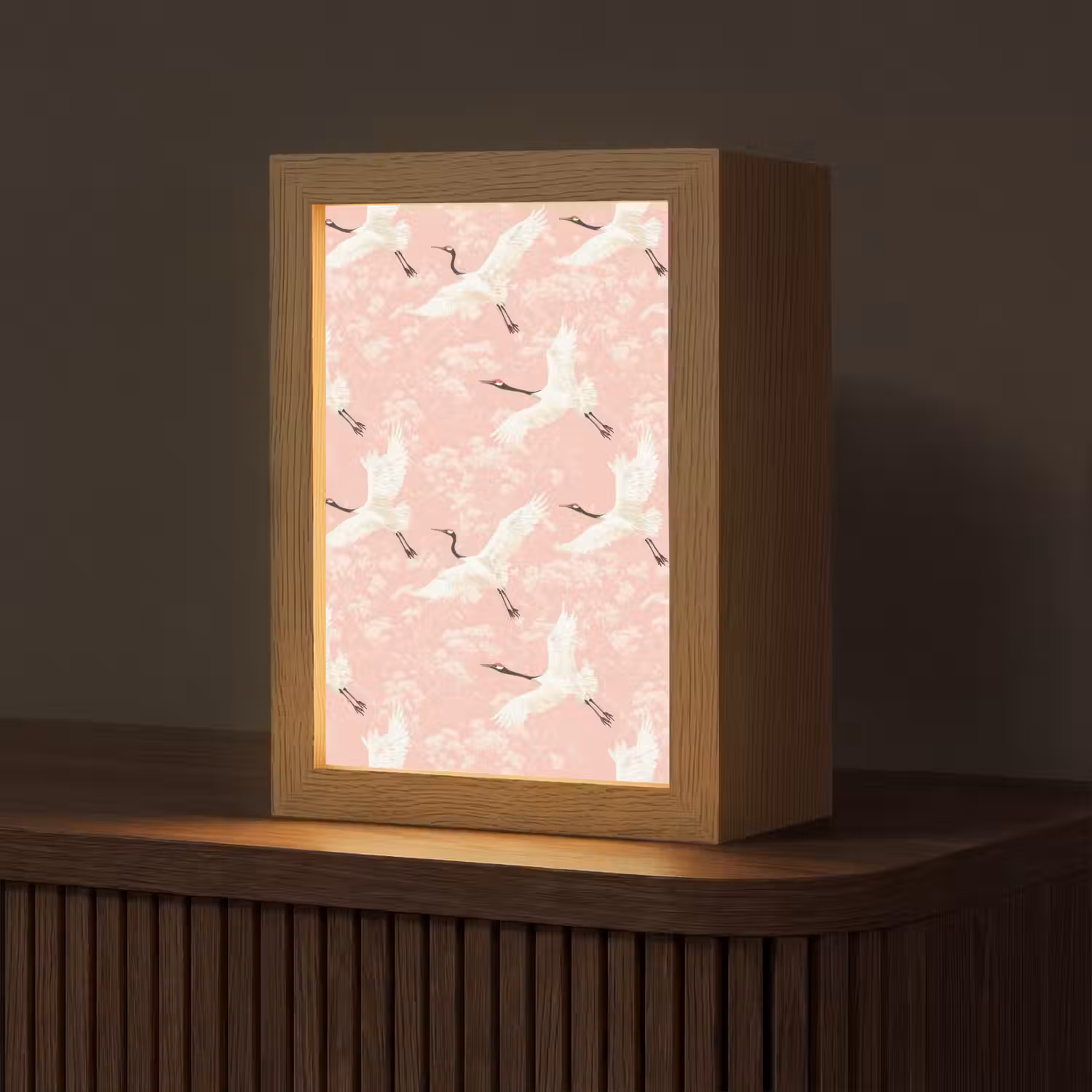 Kraanvogels - Bloesem - Roze Light Box met kabel (Tafellamp) klein 925 -z3d_website