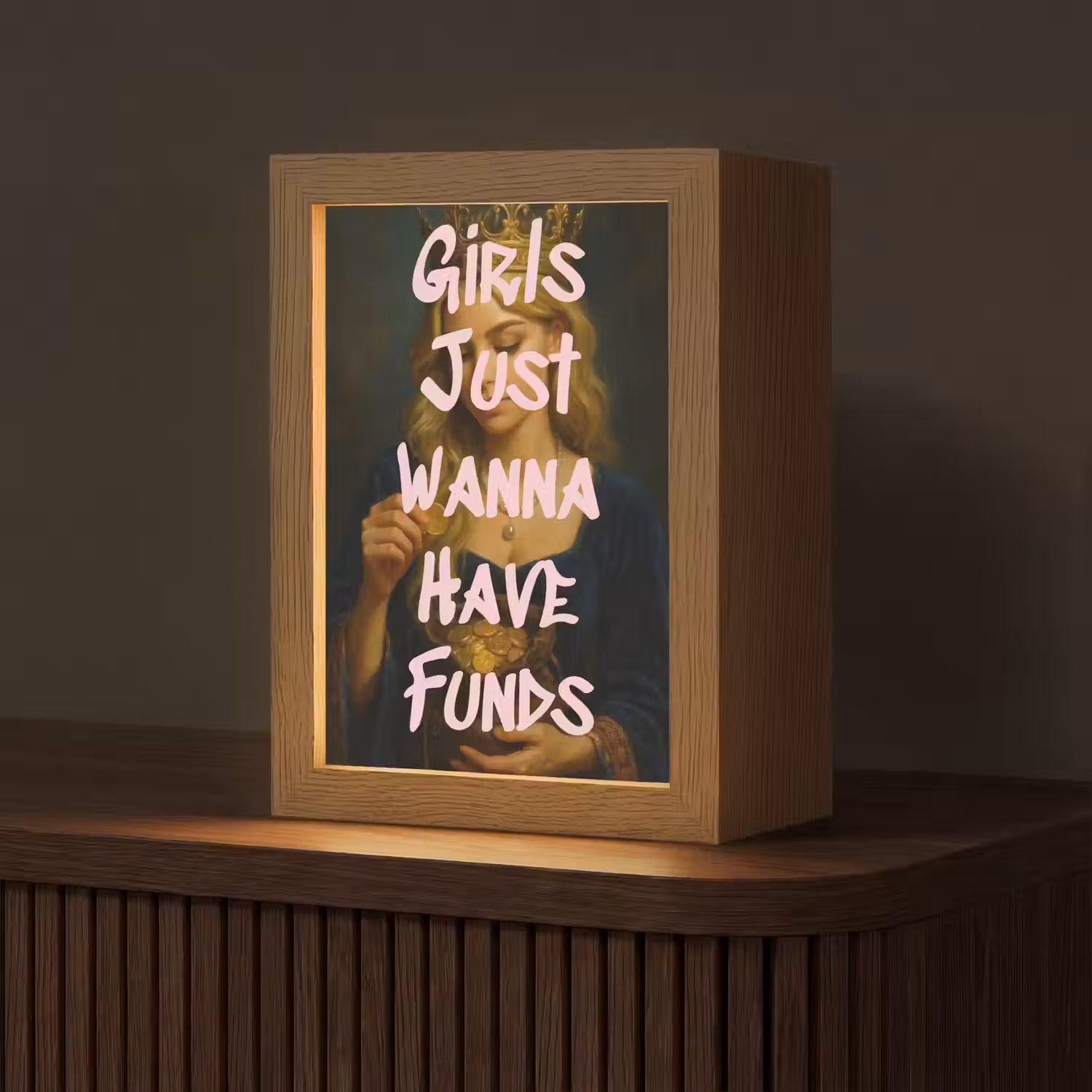 Kroon - Vrouw - Jurk - Opvallend Light Box met kabel (Tafellamp) klein -z3d_website