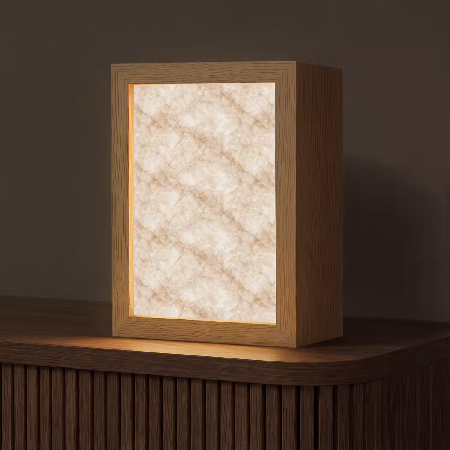 Kristalstructuur - Bruin - Marmer Light Box met kabel (Tafellamp) klein 925 -z3d_website