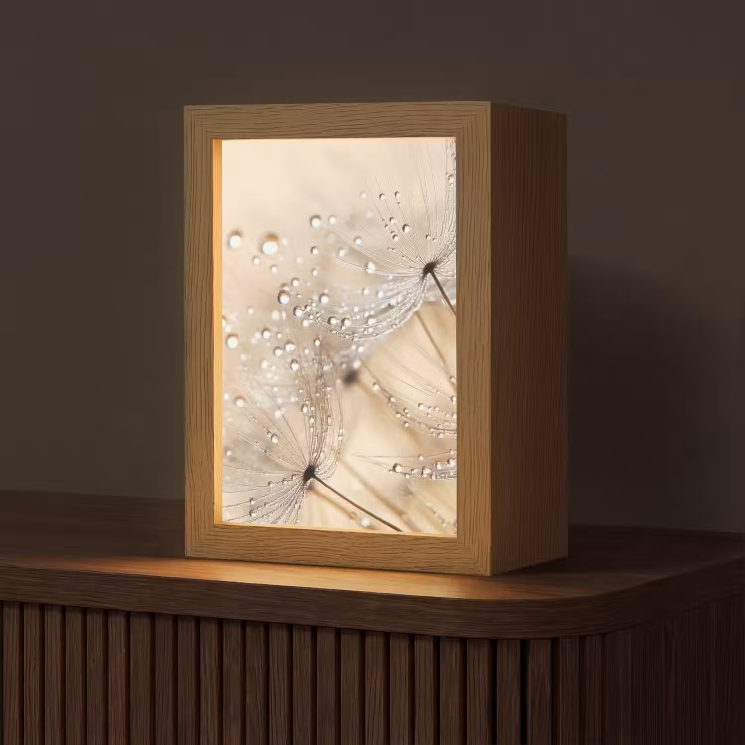 Paardenbloem - Abstract - Natuur - Beige Light Box met kabel (Tafellamp) klein -z3d_website