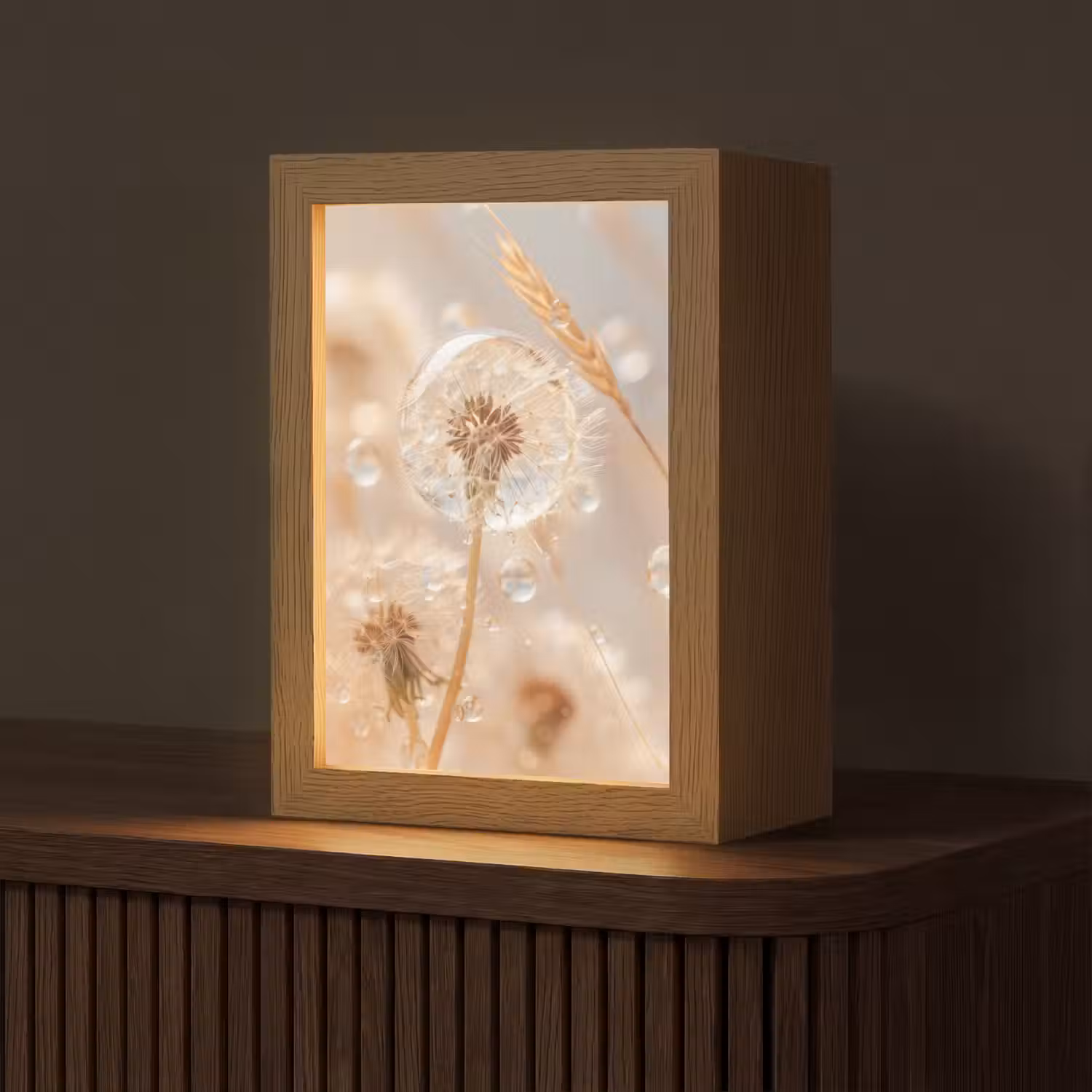 Paardenbloem - Water - Natuur - Stilleven - Modern Light Box met kabel (Tafellamp) klein -z3d_website