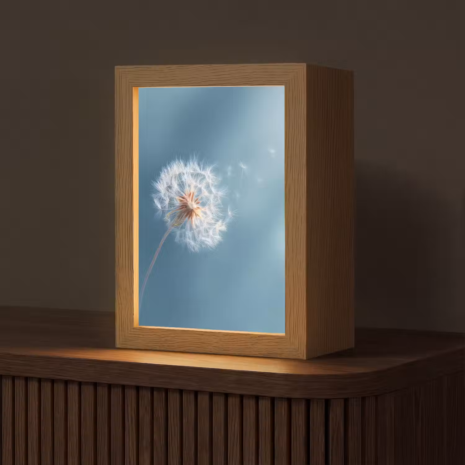 Paardenbloem - Wind - Blauw Light Box met kabel (Tafellamp) klein -z3d_website
