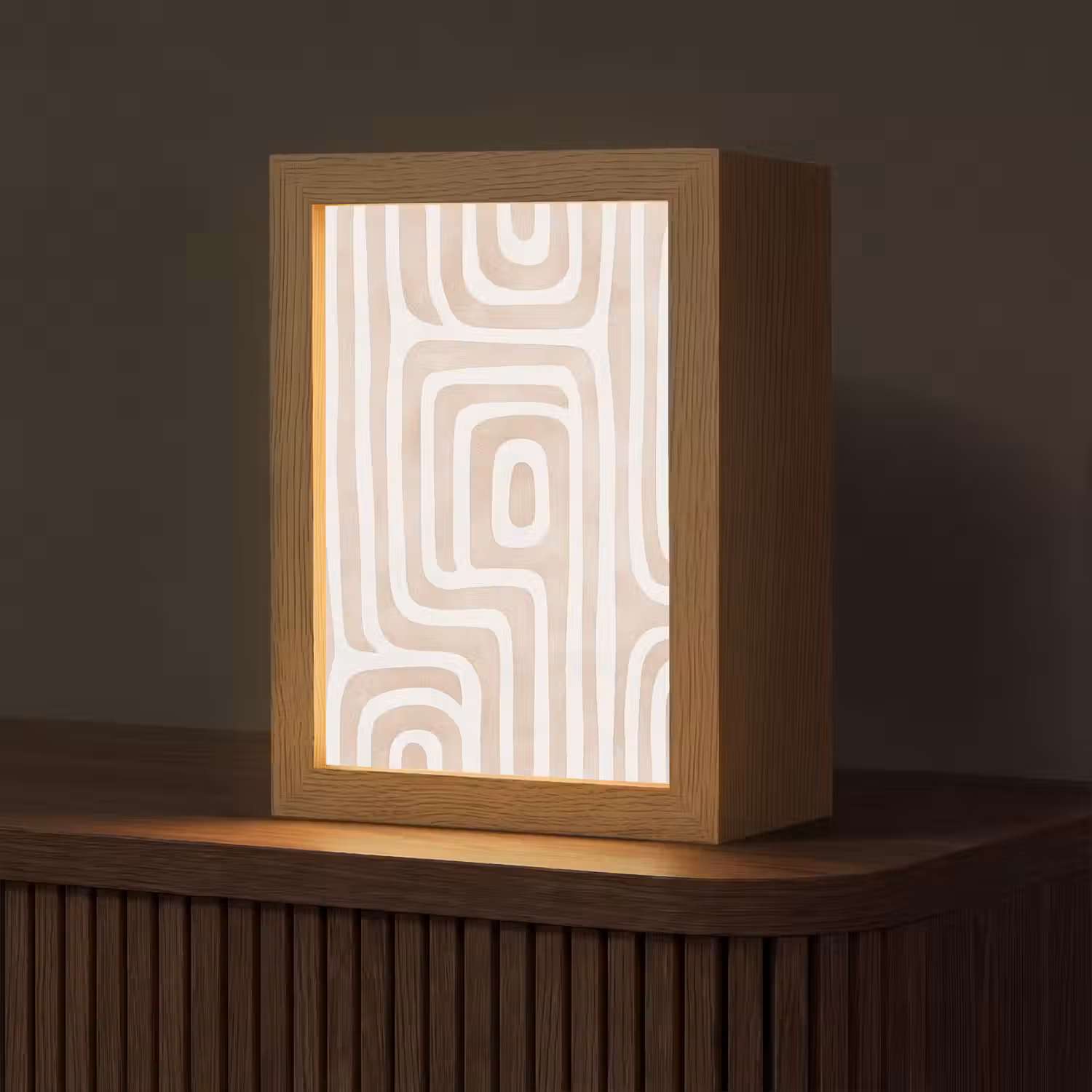 Decoratief - Labyrint - Beige Light Box met kabel (Tafellamp) klein -z3d_website