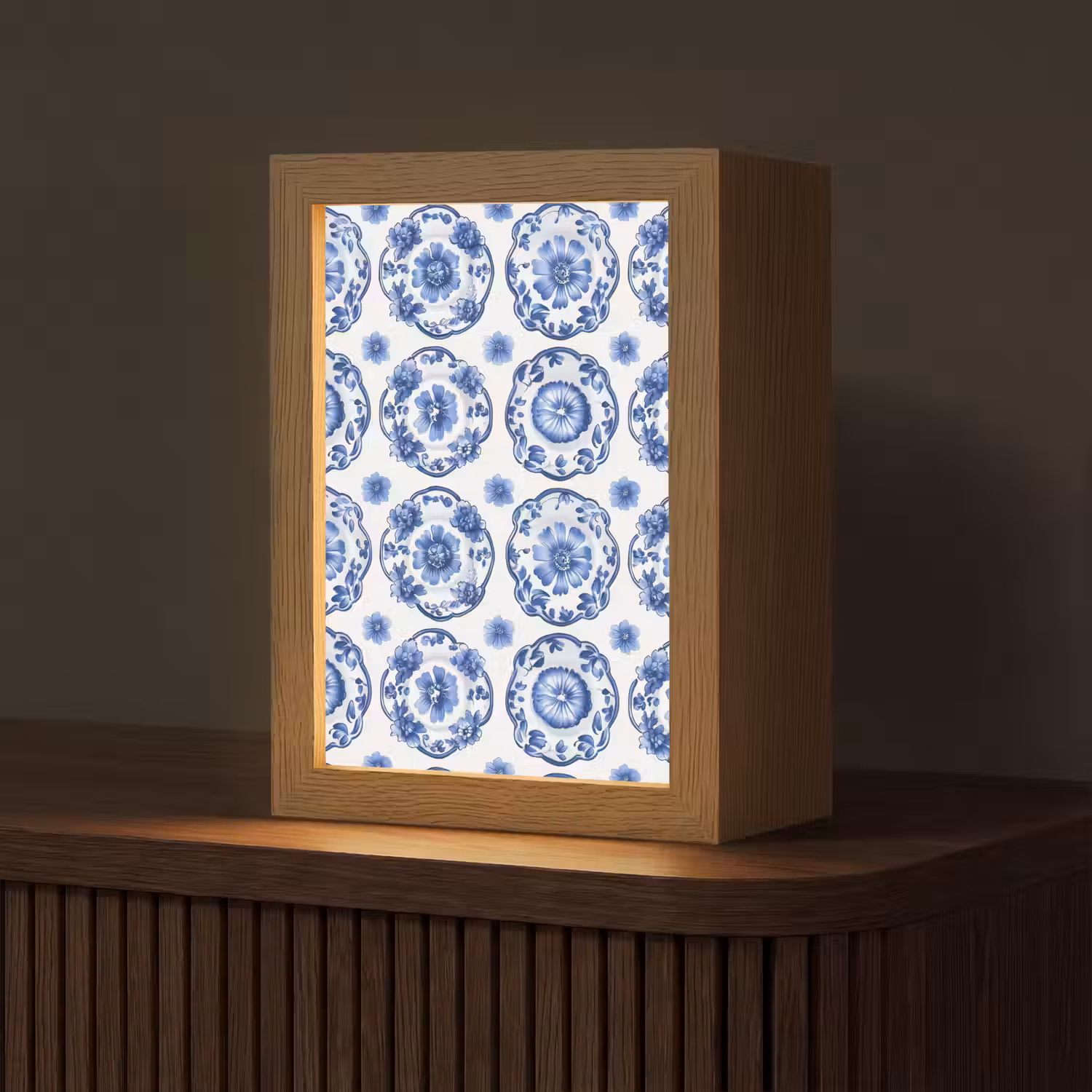 Sierborden - Bloemen - Blauw Light Box met kabel (Tafellamp) klein 925 -z3d_website