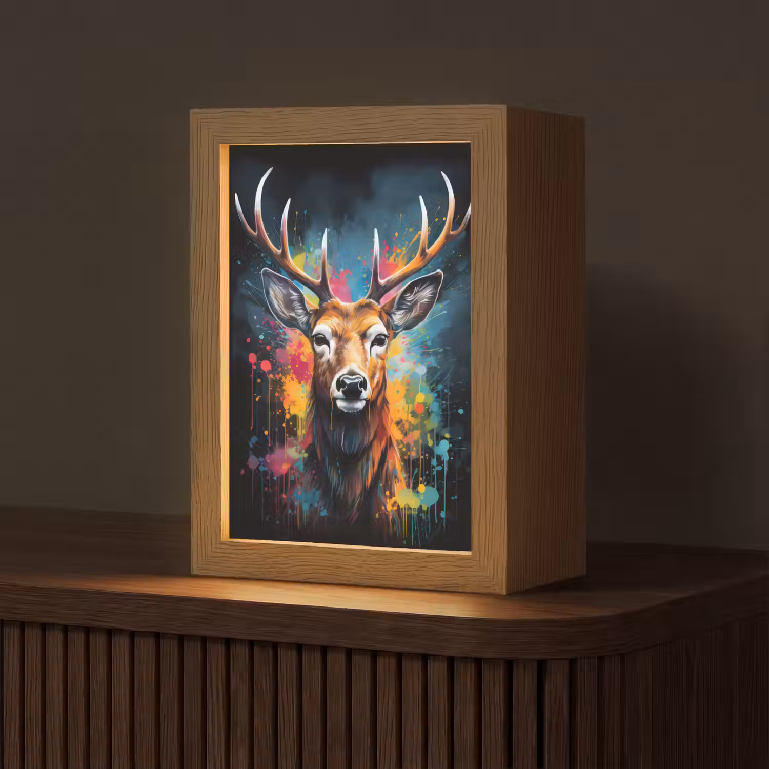 Hert - Graffiti - Dieren - Kleuren Light Box met kabel (Tafellamp) klein -z3d_website