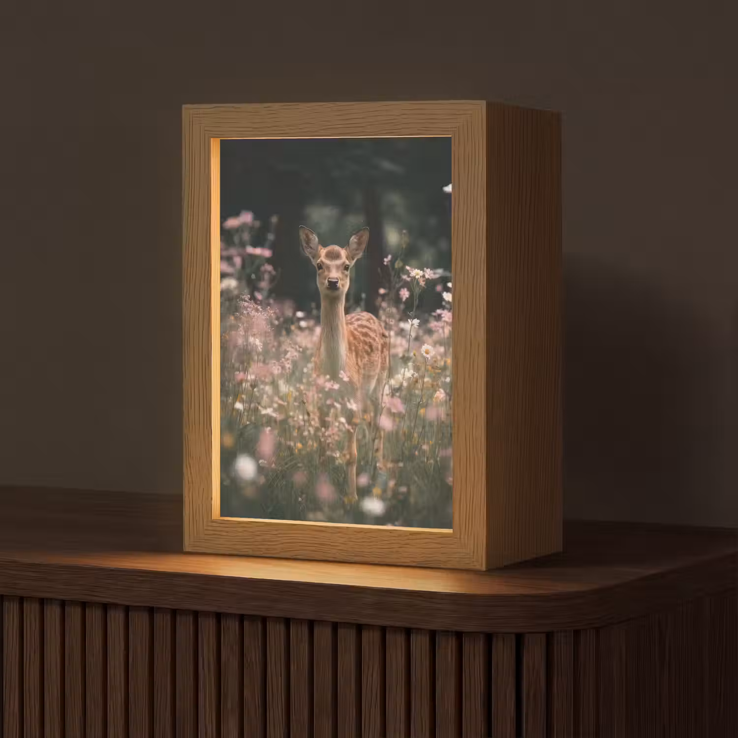 Hert - Wilde bloemen - Bos Light Box met kabel (Tafellamp) klein -z3d_website