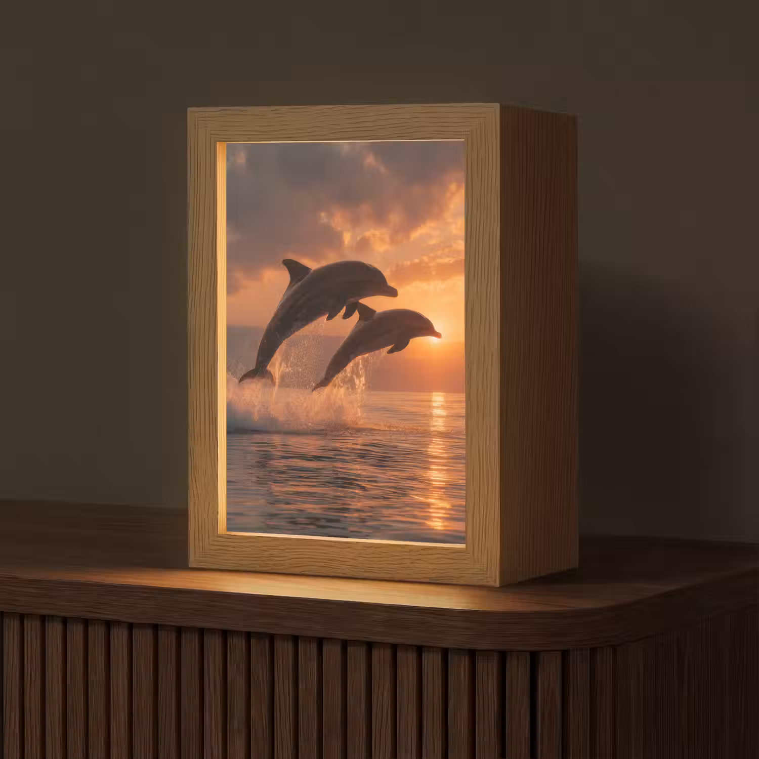 Dolfijnen - Zee - Realistisch Light Box met kabel (Tafellamp) klein -z3d_website