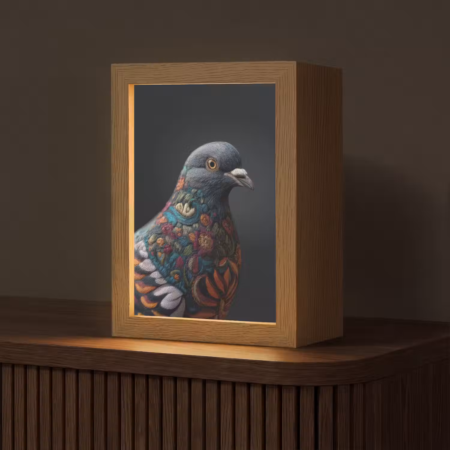 Duif - Bloemen - Zwart Light Box met kabel (Tafellamp) klein -z3d_website