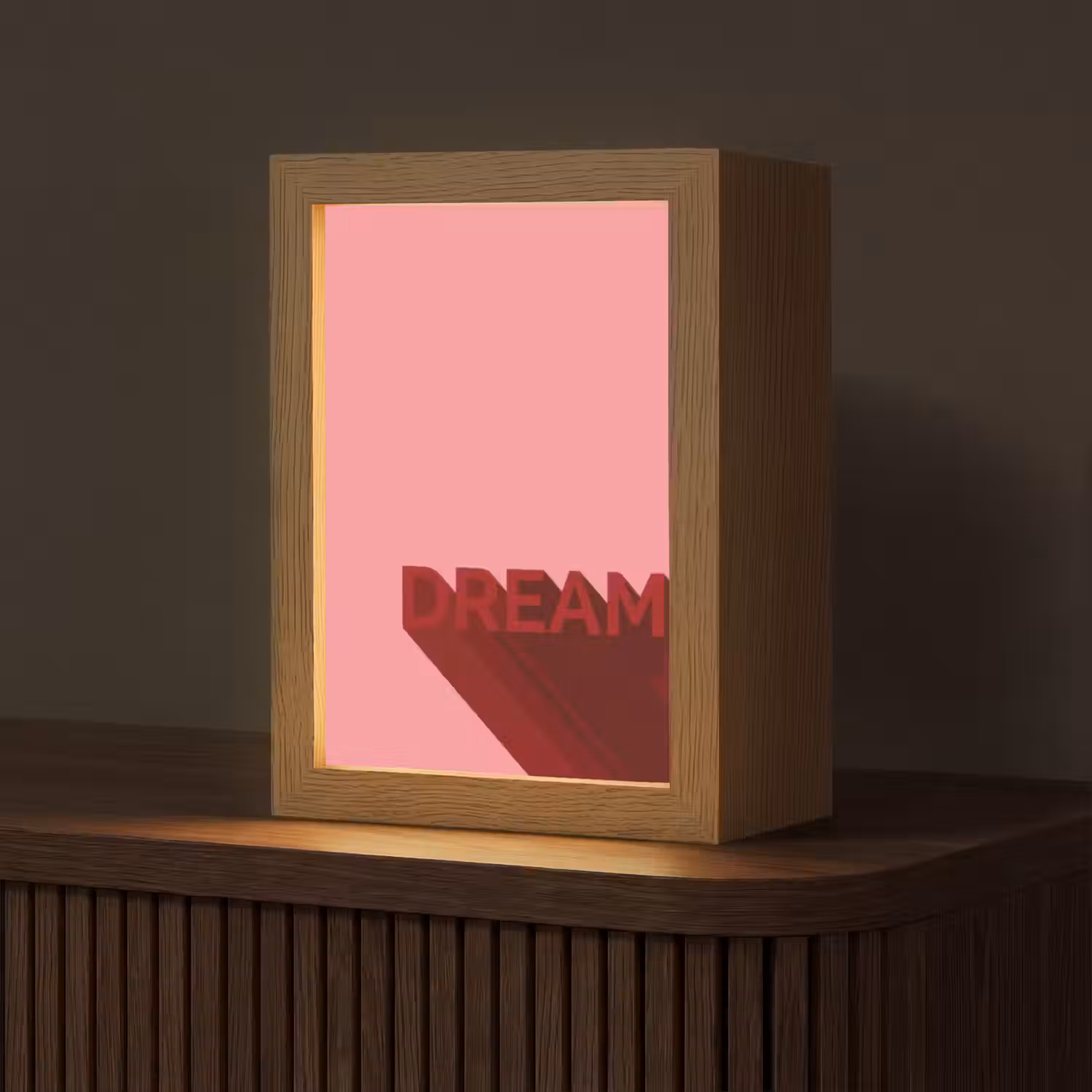 Dream - 3D - Rood - Roze Light Box met kabel (Tafellamp) klein -z3d_website