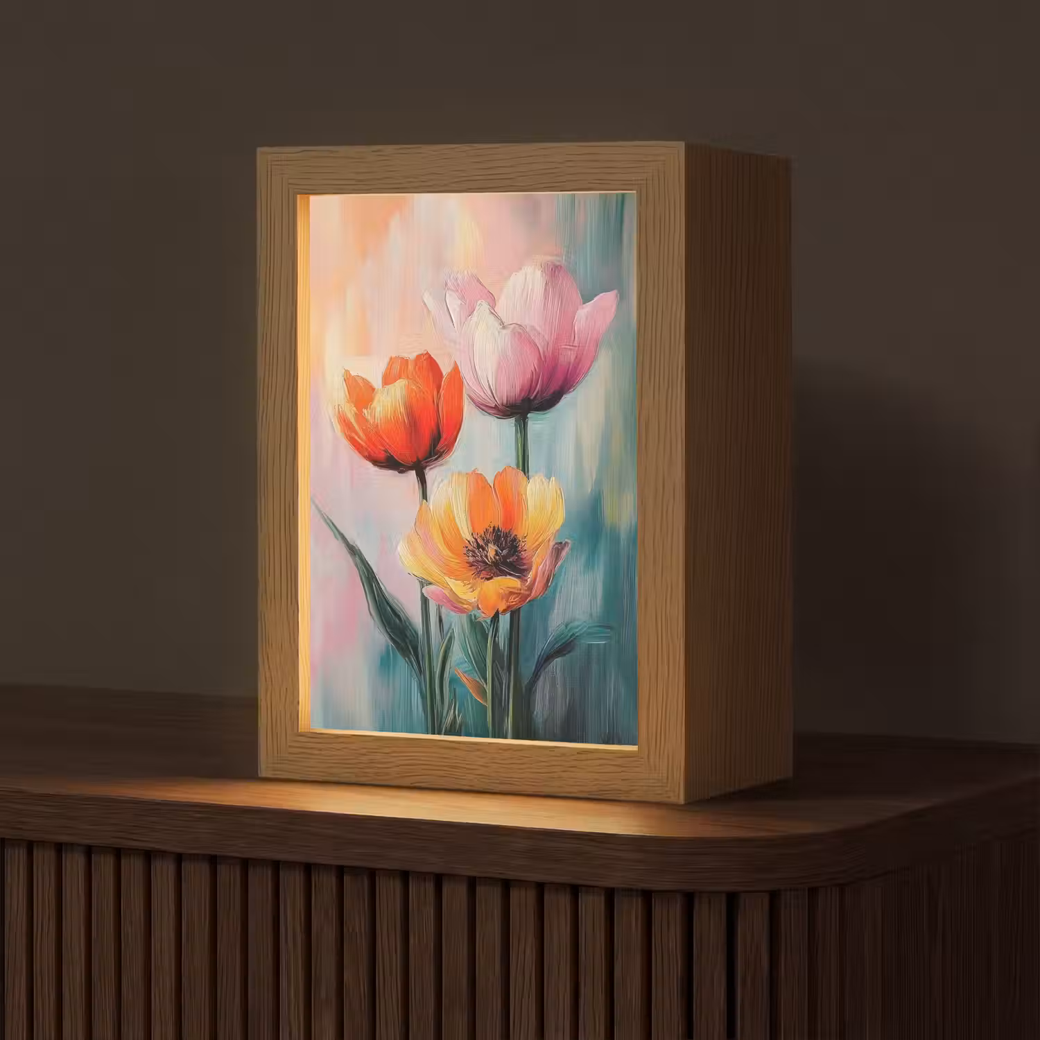 Dromerig - Bloemen - Verfijnde details Light Box met kabel (Tafellamp) klein -z3d_website