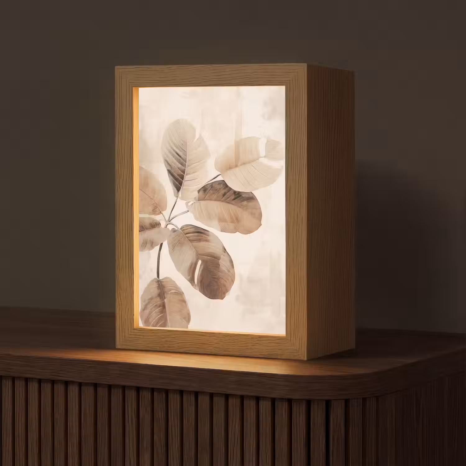 Gedroogde plant - Natuur - Bruin - Planten Light Box met kabel (Tafellamp) klein -z3d_website