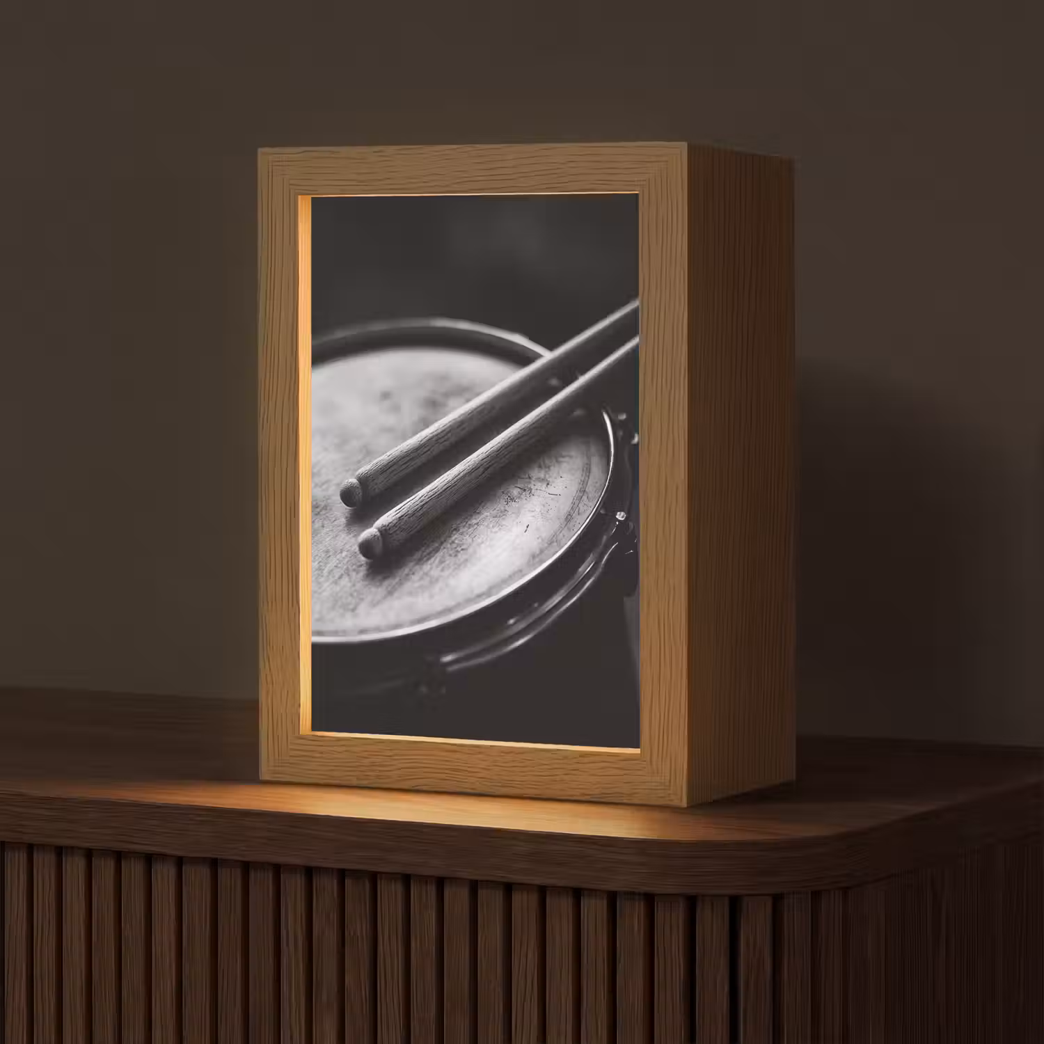 Trommel - Close-up - Drumstokken - Zwart Light Box met kabel (Tafellamp) klein -z3d_website