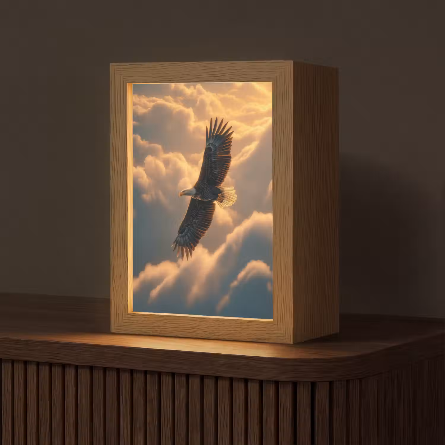 Adelaar - Wolken - Zon Light Box met kabel (Tafellamp) klein -z3d_website