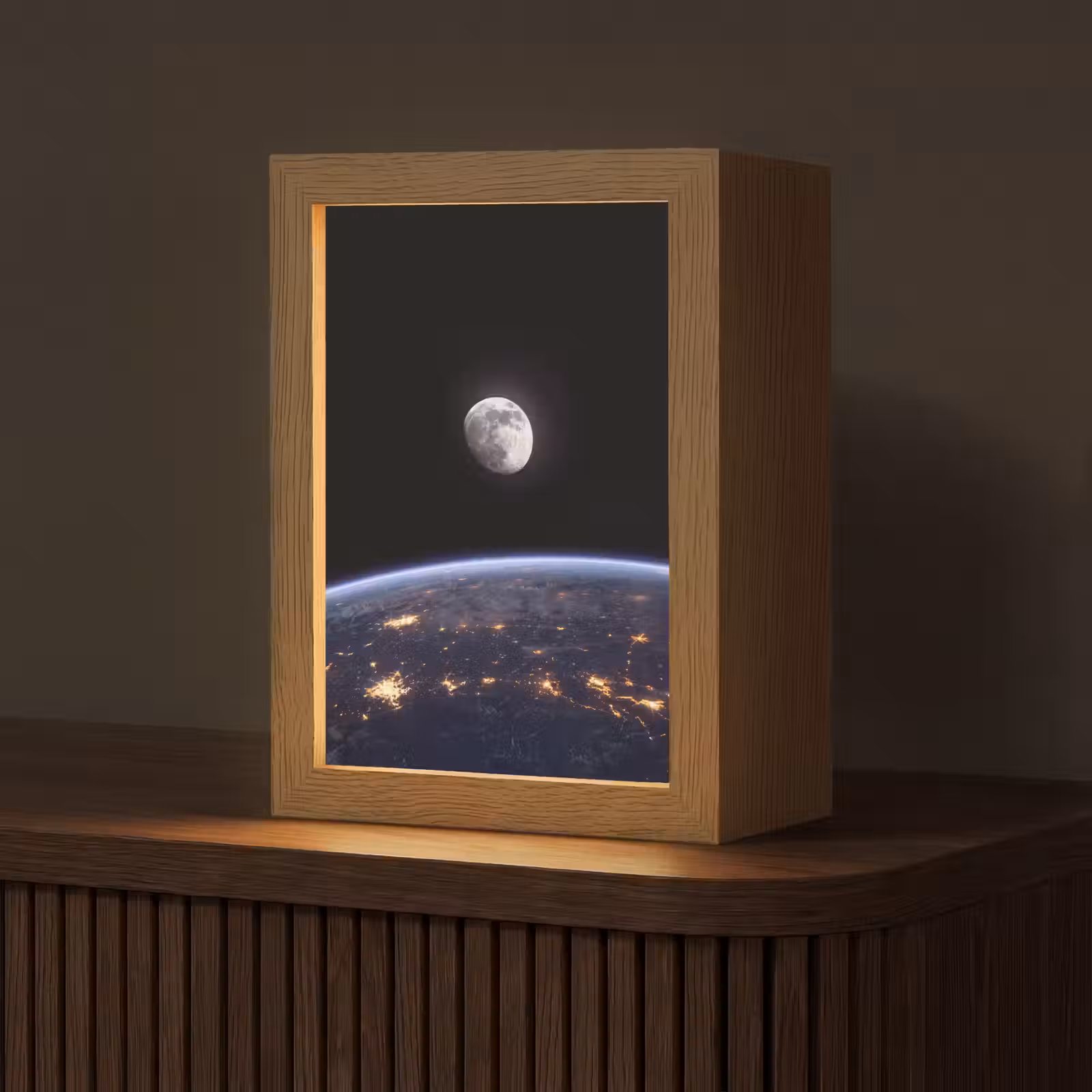 Table Lamp - Earth - Night - Space - Aarde - Nacht - Ruimte Light Box met kabel (Tafellamp) klein