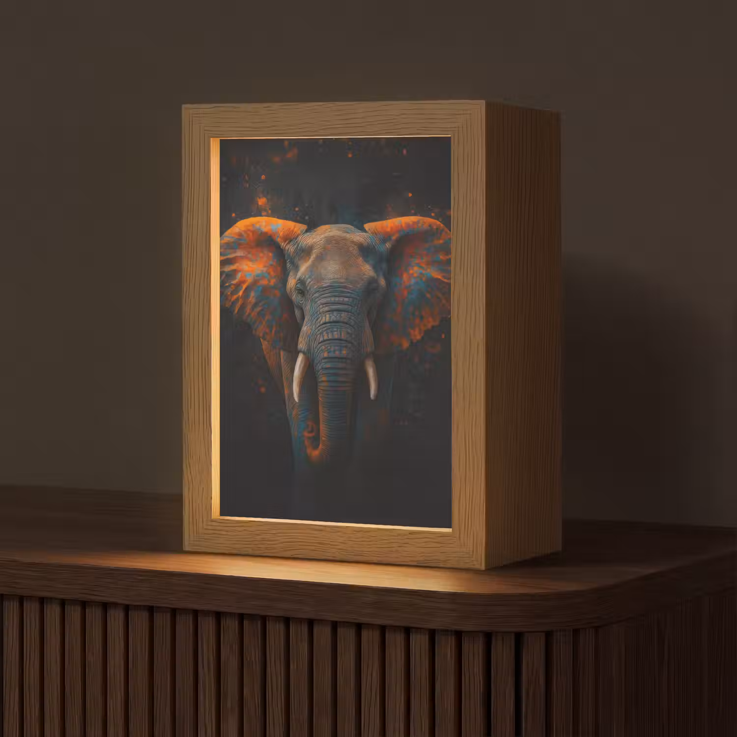 Olifant - Oranje - Oren Light Box met kabel (Tafellamp) klein -z3d_website