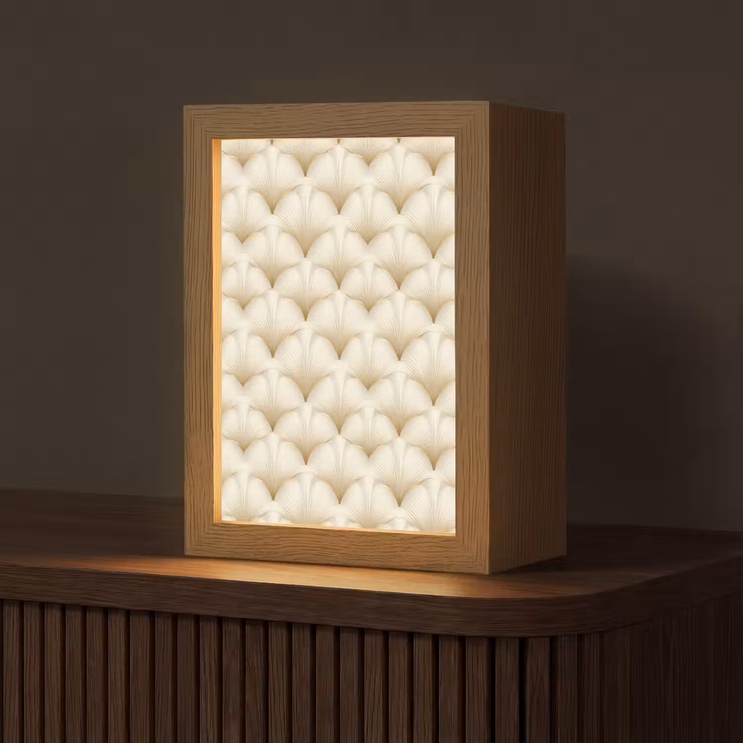 Waaier - Motief - Goud Light Box met kabel (Tafellamp) klein 925 -z3d_website