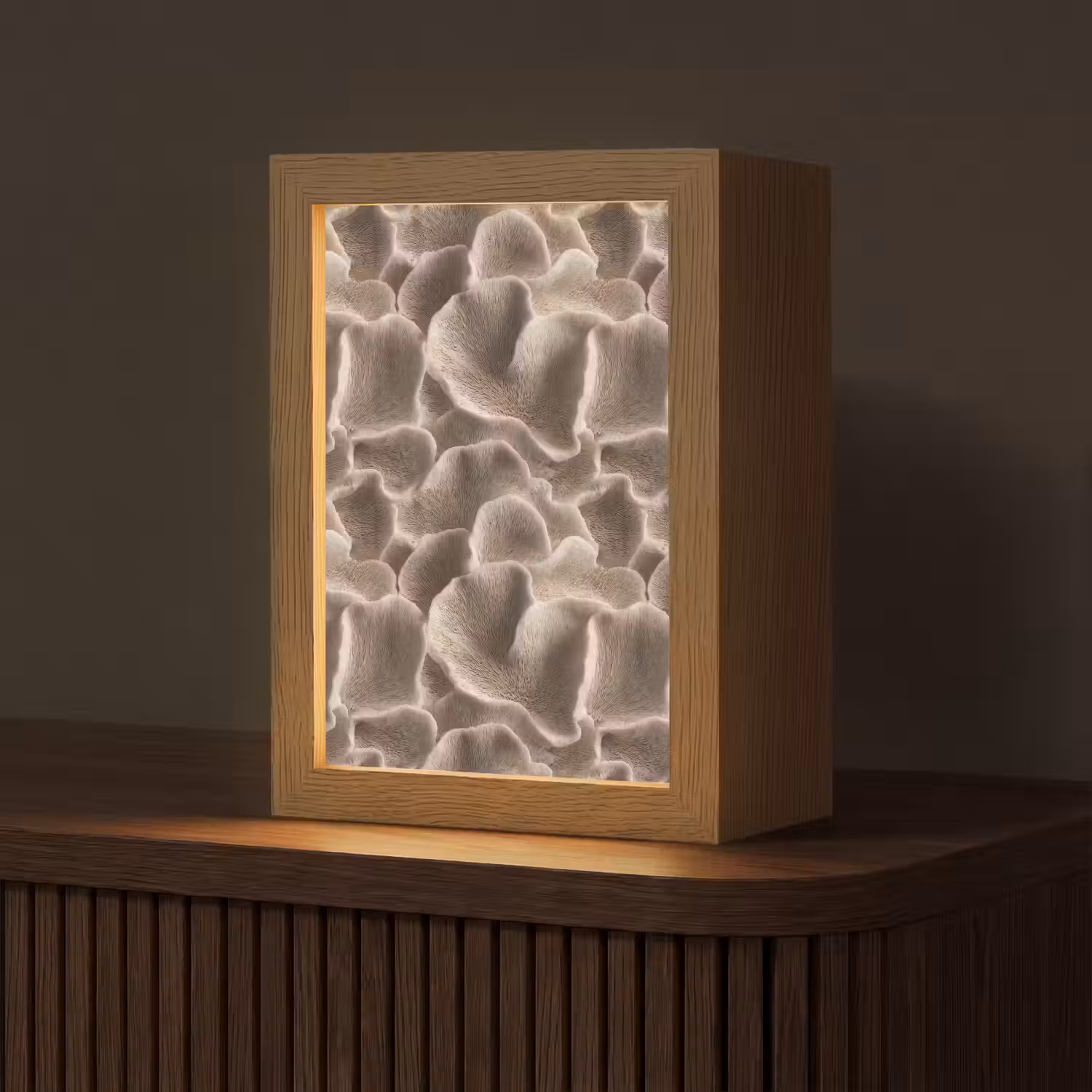 Waaiervorm - Beige - Vezel textuur Light Box met kabel (Tafellamp) klein 925 -z3d_website