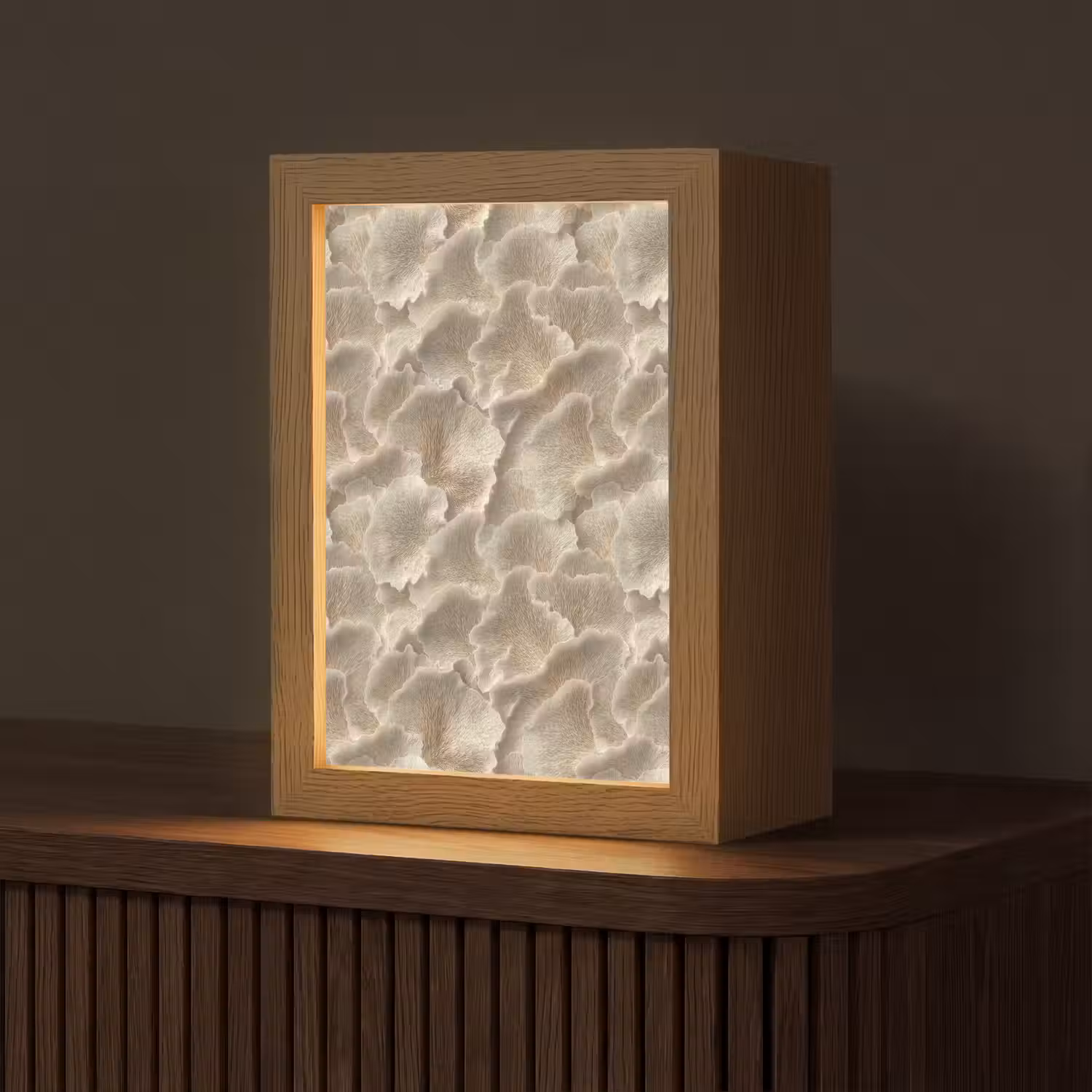Waaierstructuren - Beige - Vezeltextuur Light Box met kabel (Tafellamp) klein 925 -z3d_website