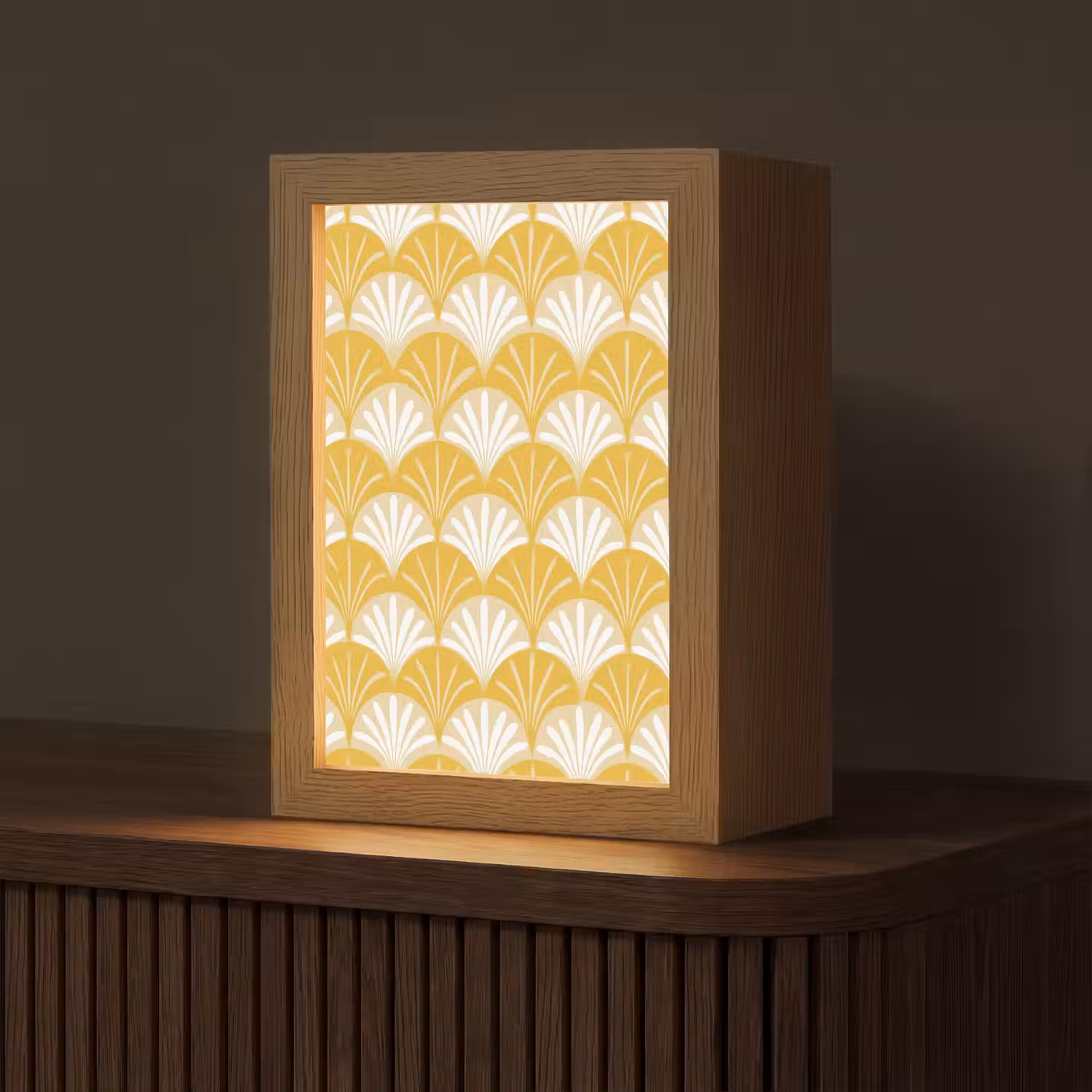 Waaier - Geel - Art Light Box met kabel (Tafellamp) klein 925 -z3d_website