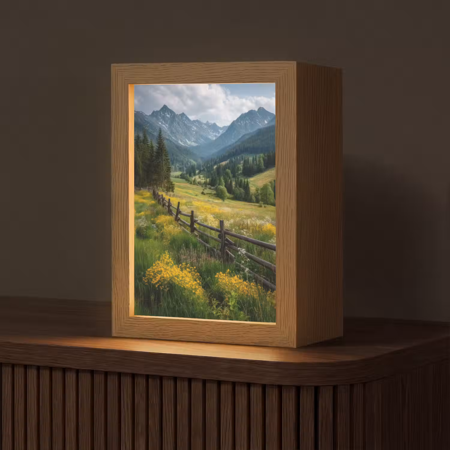 Veld - Hek - Bergen - Bloemen Light Box met kabel (Tafellamp) klein -z3d_website