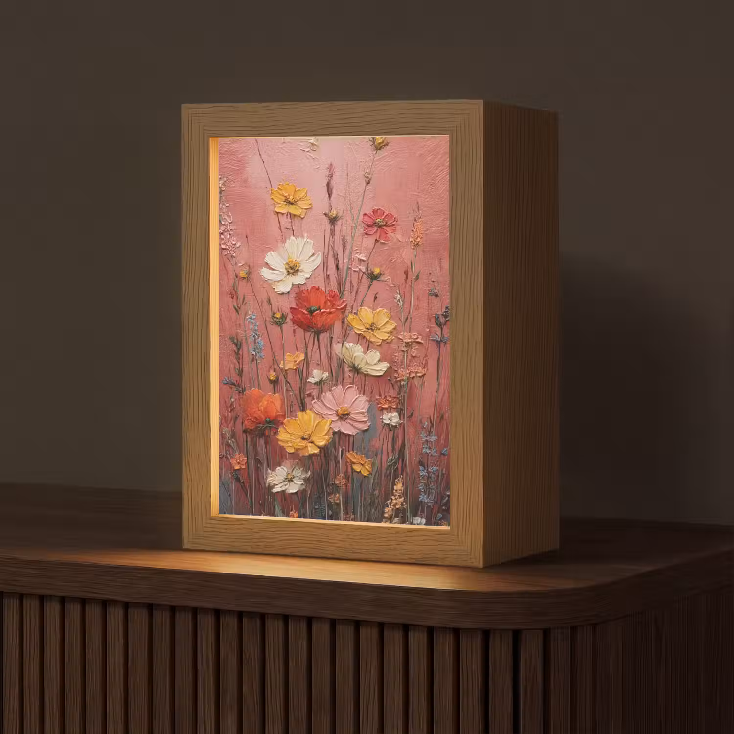 Bloemenboeket - Diepte - Tastbare textuur Light Box met kabel (Tafellamp) klein -z3d_website