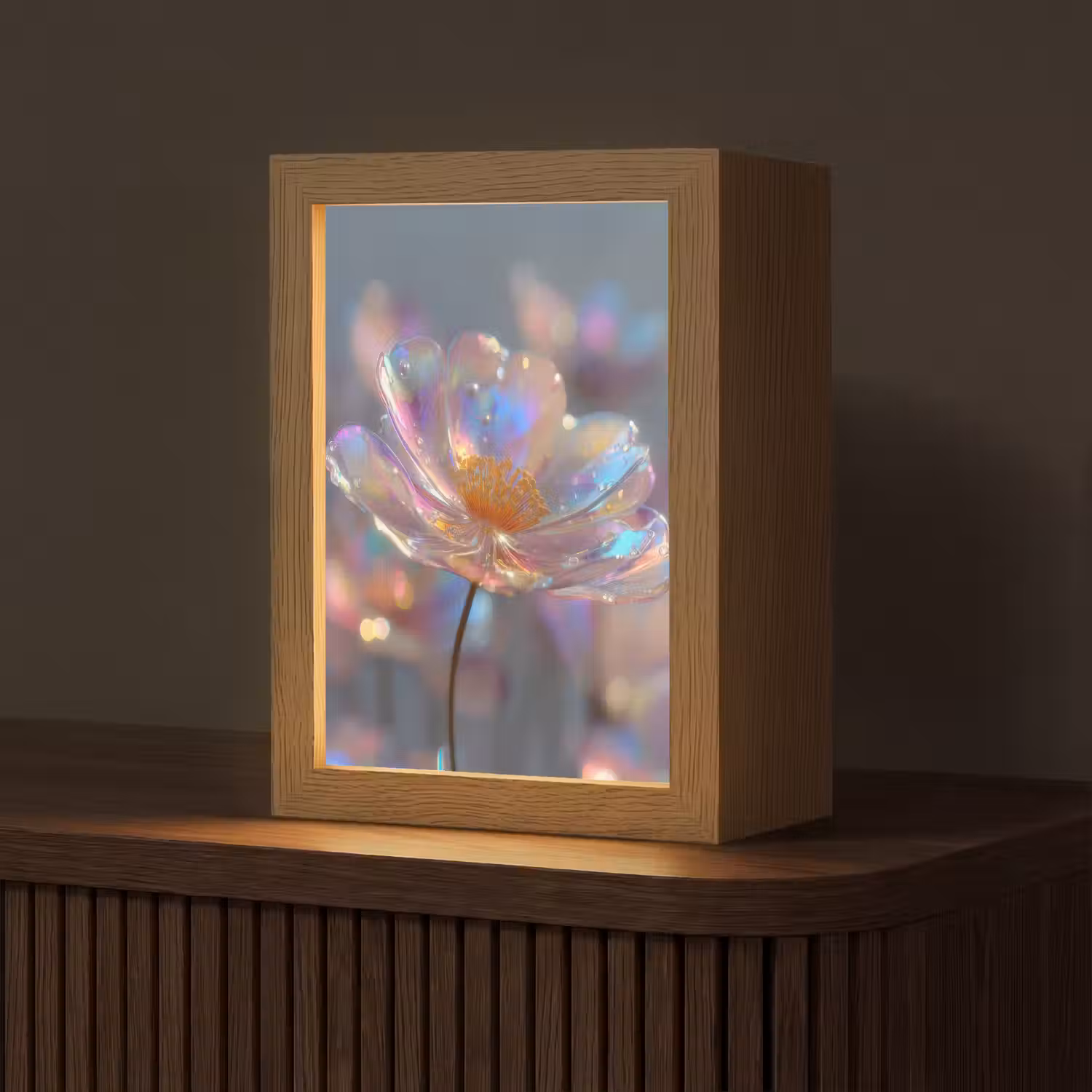 Bloem - Transparant - Pastelkleuren - Druppels Light Box met kabel (Tafellamp) klein -z3d_website